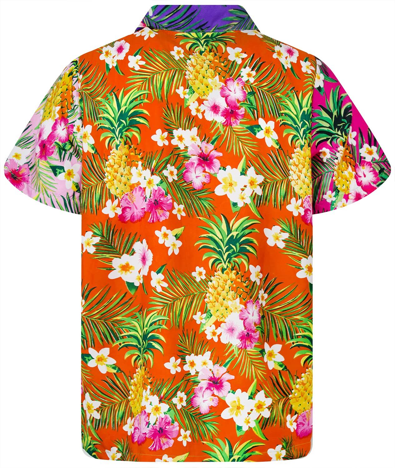 King Kameha Hawaiihemd Pineapple Flowers Kids Funky Hawaii-Hemd Kinder Kurzarm Front-Tasche