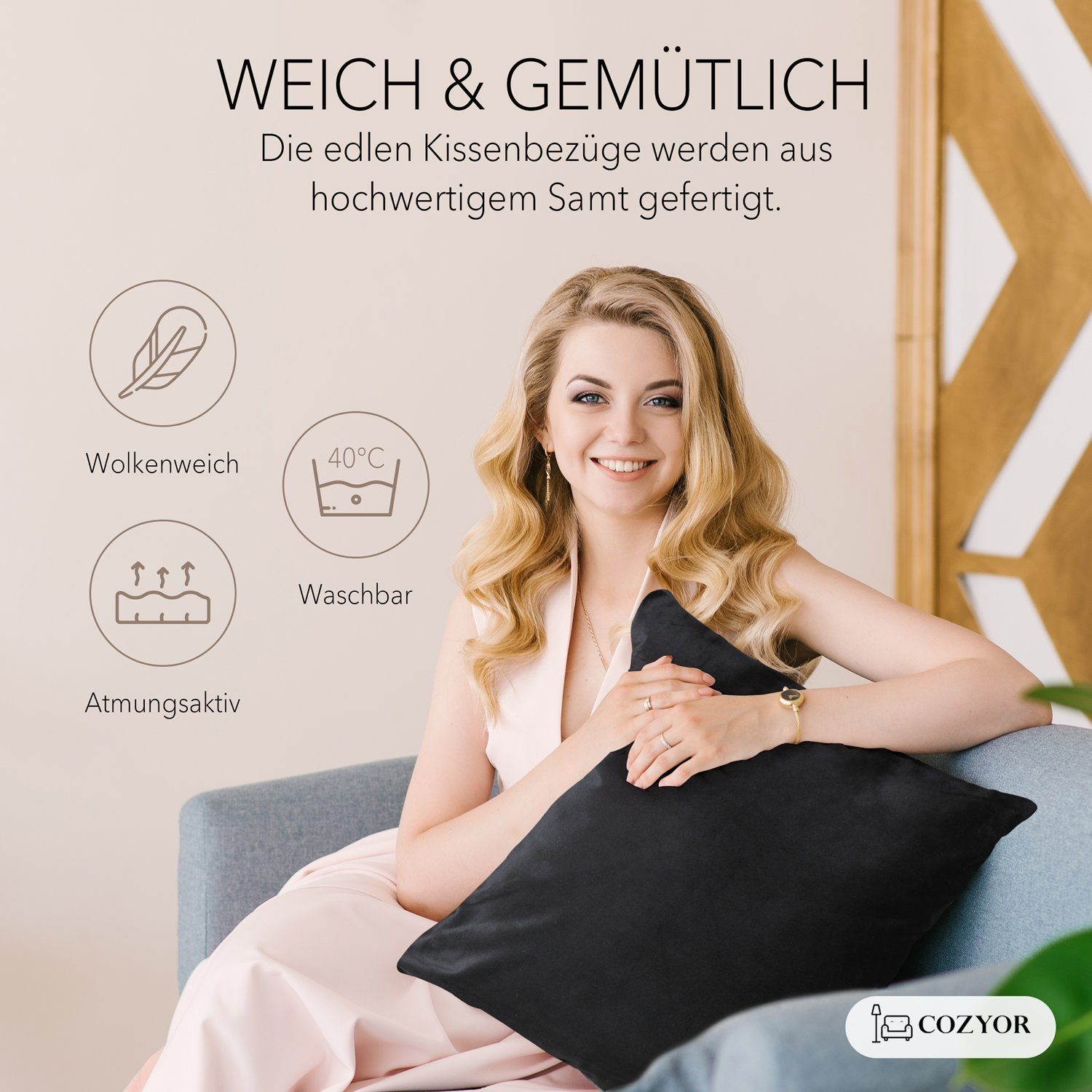 Cozyor Kissenbezug Samt Kissenhülle in diversen Größen & Farben, Sofakissen günstig online kaufen