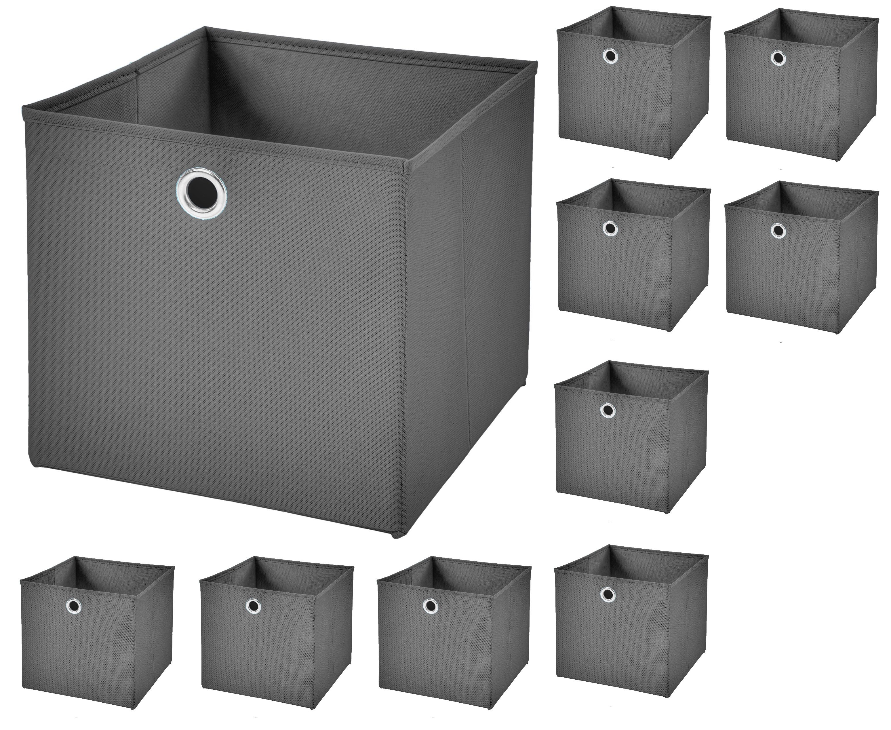 Aufbewahrungsbox 10 Stück Faltboxen 28 x 28 x 28 cm faltbar ohne Deckel Aufbewahrungsbox in verschiedenen Farben (10er SET 28x28x28) 28cm