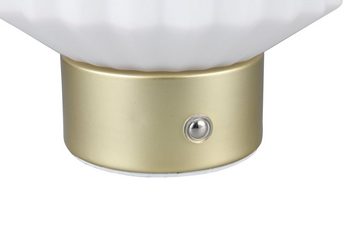 TRIO Leuchten LED Tischleuchte LORD, USB-Ladefunktion, mehrere Helligkeitsstufen, LED fest integriert, Warmweiß, kabellose Akku Tischlampe, Glasschirm, USB-C Ladekabel, Touchdimmer