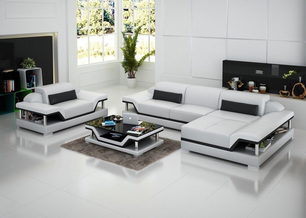 Ecksofa Elegantes Ledersofa Eckcouch Wohnlandschaft Polster Sofa