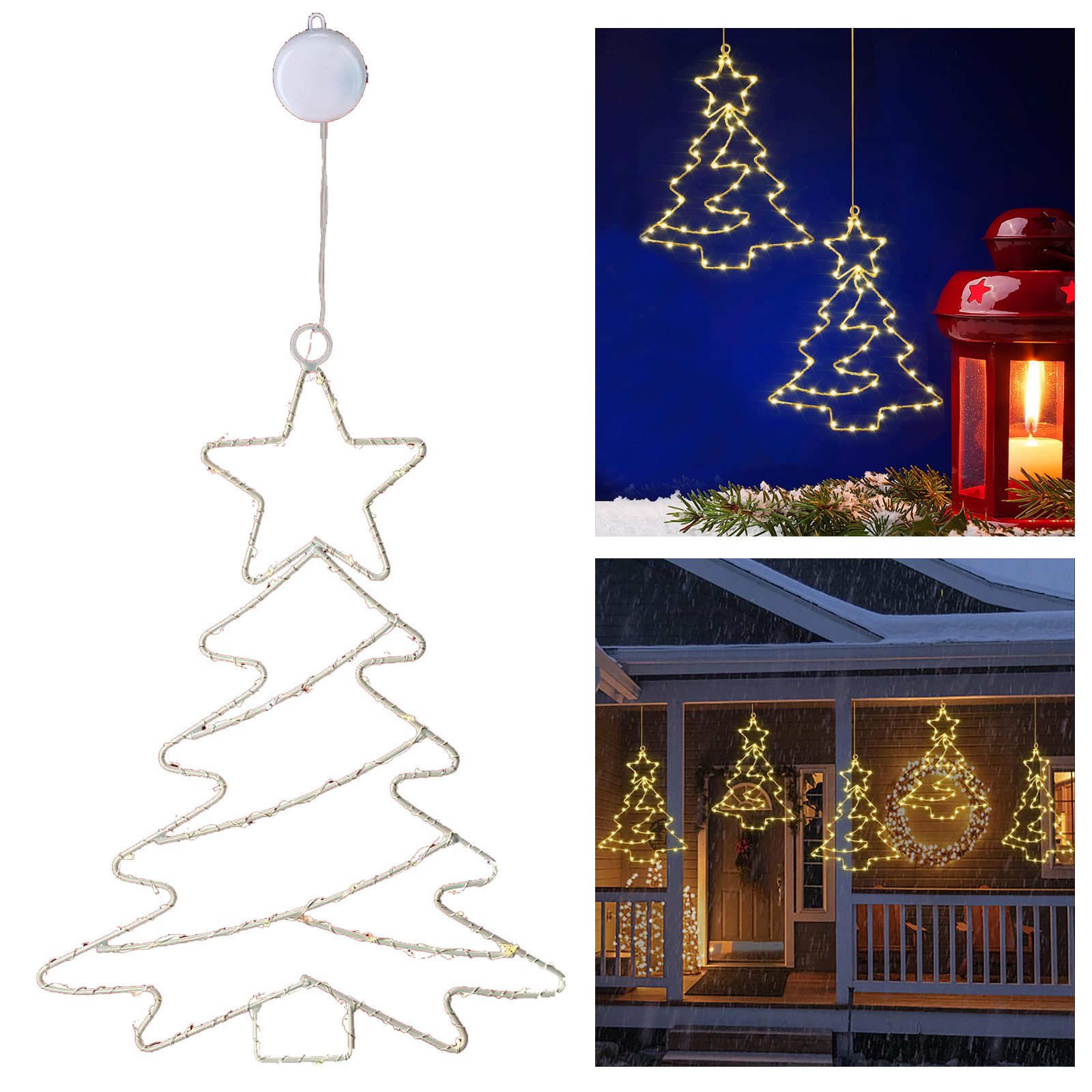 MUPOO Fensterdekoration Weihnachtsfensterlichter Batteriebetriebene Hängend günstig online kaufen