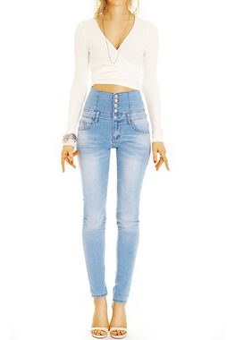 be styled High-waist-Jeans High Waist Röhrenjeans mit langer Knopfleiste - Damen Jeans - j35p 5-Pocket-Style, mit Stretch-Anteil, High Waist