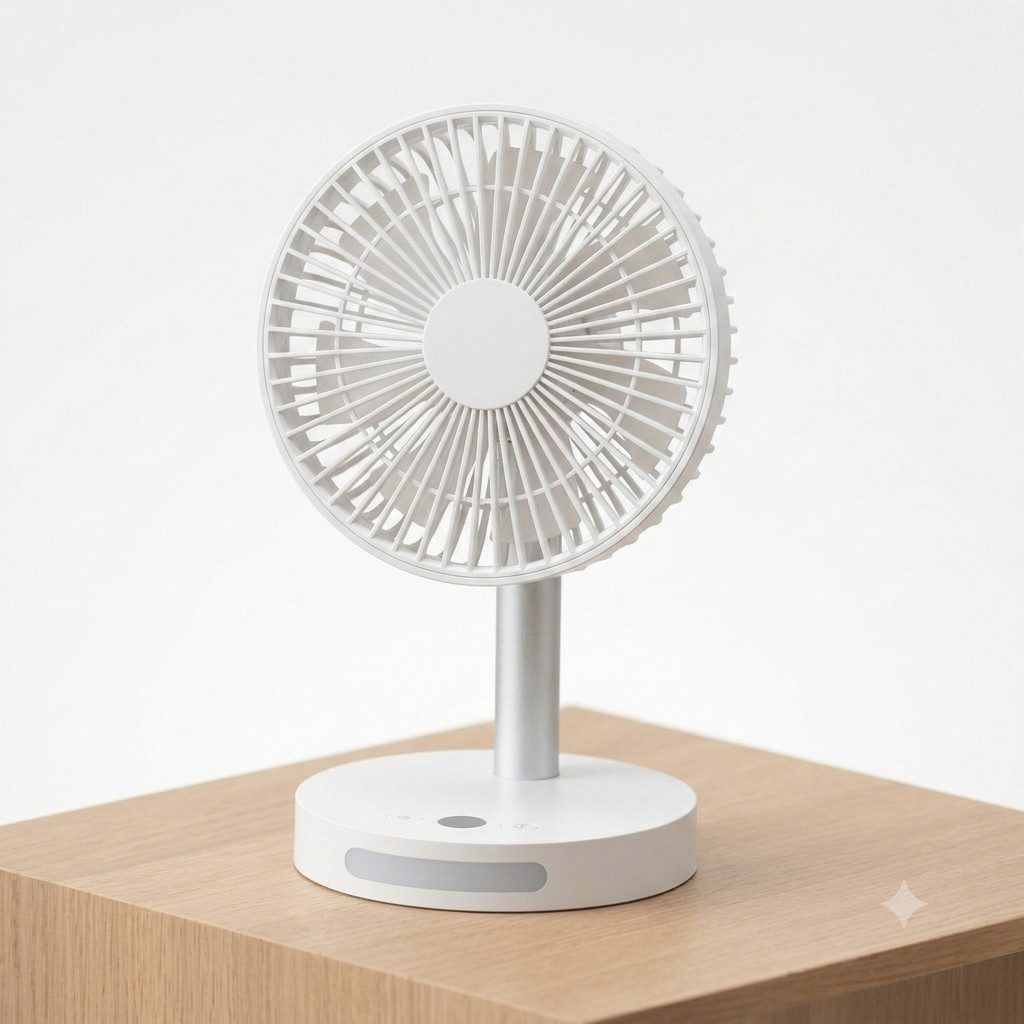 Zantan Tischventilator Tragbarer Akku Tischventilator LED Licht 180° verstellbar USB, Kabellos, 180° verstellbar, LED-Licht, stufenlose Regelung
