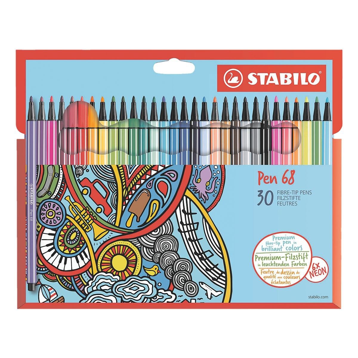 STABILO Filzstift Pen 68, (30-tlg), wasservermalbar