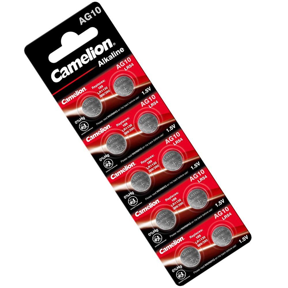Camelion AG10 Knopfzelle 1,5Volt 65-70mAh AlMn (10 Stück) Batterie, (1,5 Volt V)