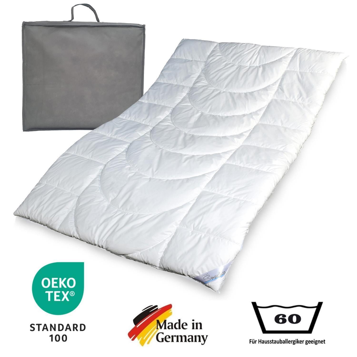 Sympathica Microfaserbettdecke Warme Allergiker Winter Bettdecke Duo Steppbett Klimafaser 135x200 60°, Hergestellt in Deutschland