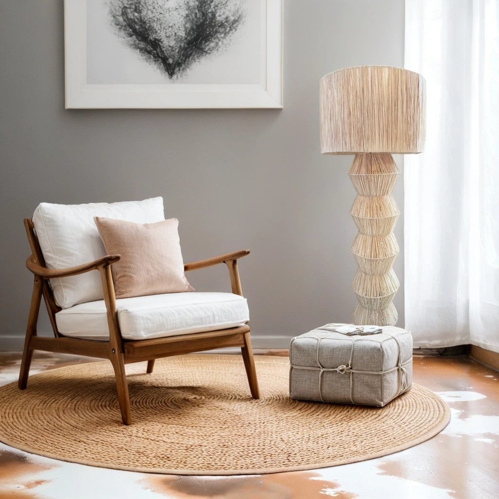 Marrakesch Orient & Mediterran Interior Stehlampe Boho Deko Stehlampe Lampe Standleuchte Tulum Beige 160cm, 2x E27, Handarbeit