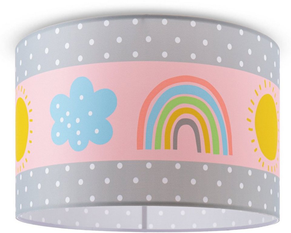 Paco Home Deckenleuchte Cosmo 962, ohne Leuchtmittel, Lampe Kinderzimmer  Deckenlampe Regenbogen Sonne Rosa Grau Weiß E27