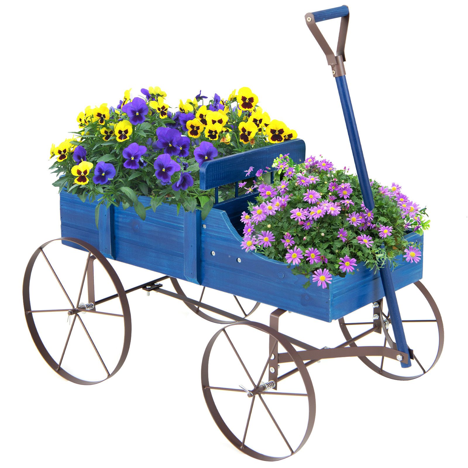 COSTWAY Blumenständer, Pflanzwagen mit 4 Metallrädern & Griff, 62x34x60cm