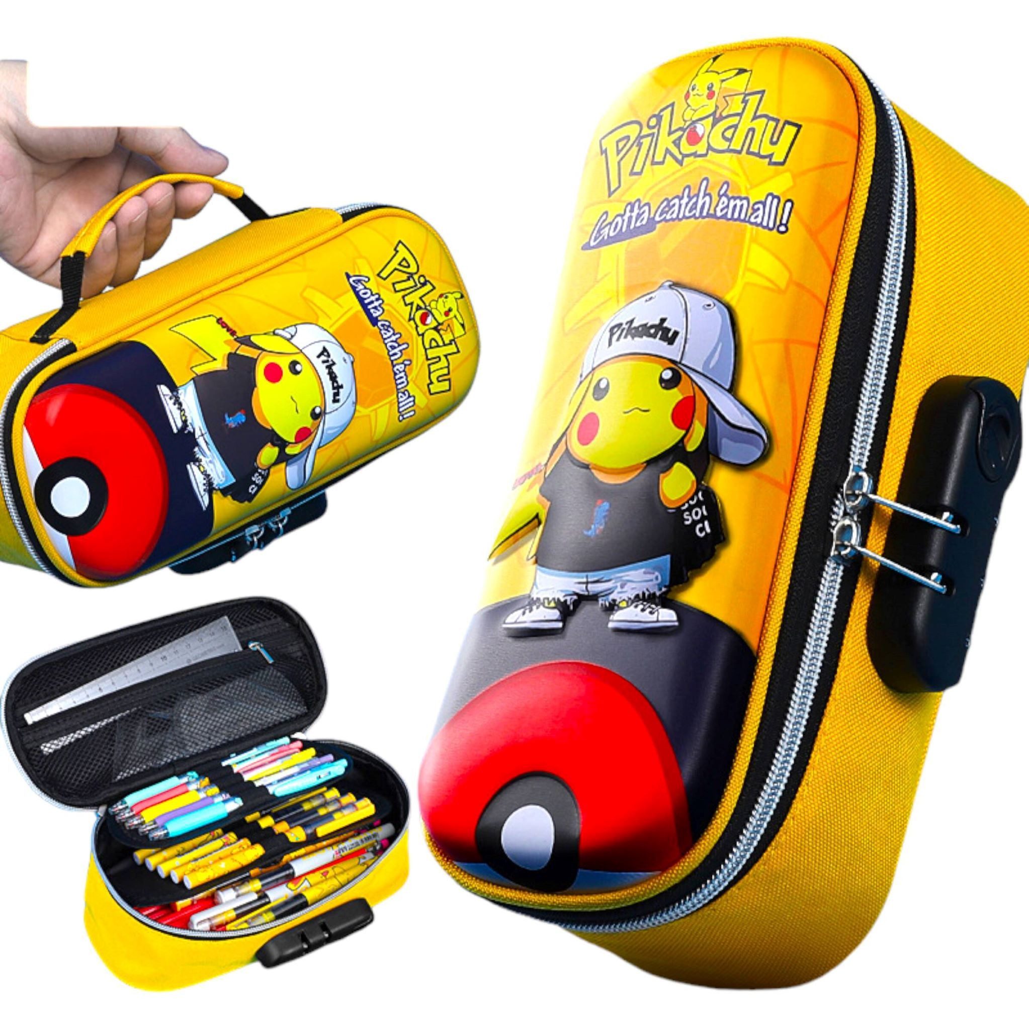 Festivalartikel Federtasche Pokemon Etui mit 3D Effekt und Sicherheitscode - Pikachu