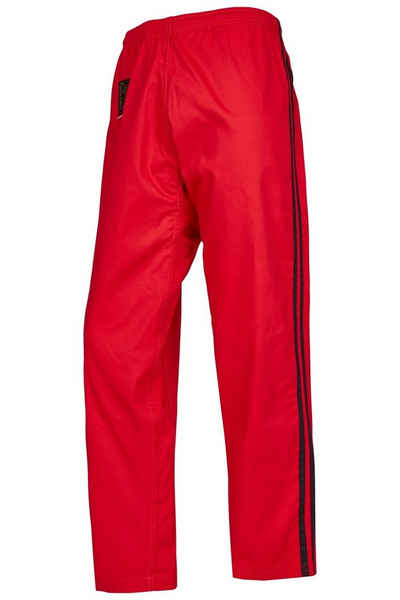BAY-Sports Sporthose Arnishose rot mit zwei schwarzen Streifen Kampfsporthose Hose Arnis (1 Stück) Martial Arts, Allstyle, Karate, Kickboxen