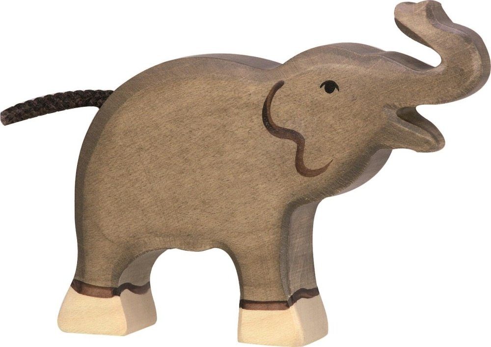 Holztiger Tierfigur HOLZTIGER Elefant aus Holz - klein, Rüssel hoch