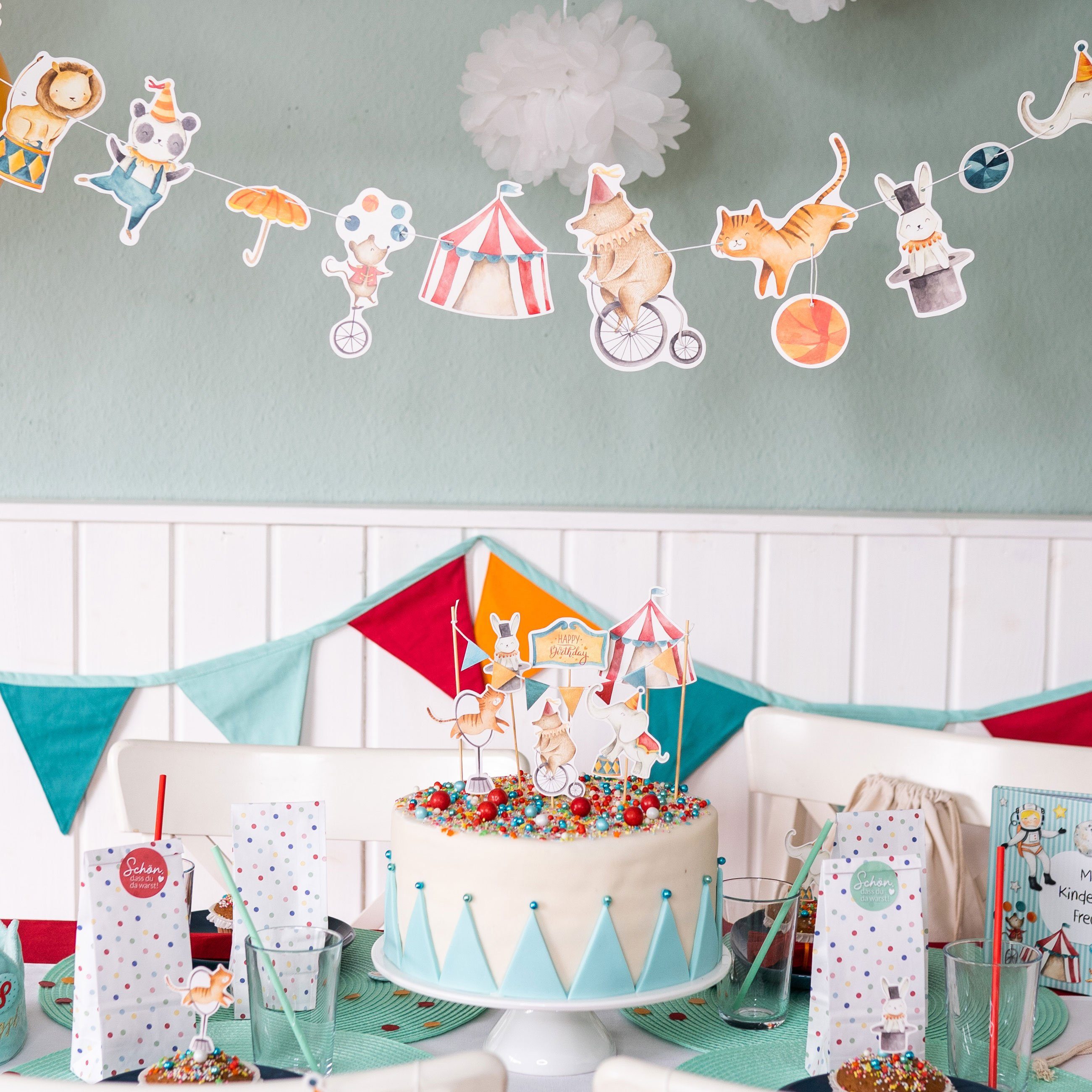 PAPIERDRACHEN Girlande Girlande Geburtstag - Deko für Kindergeburtstag - 10 m Partygirlande, für Mädchen und Jungs