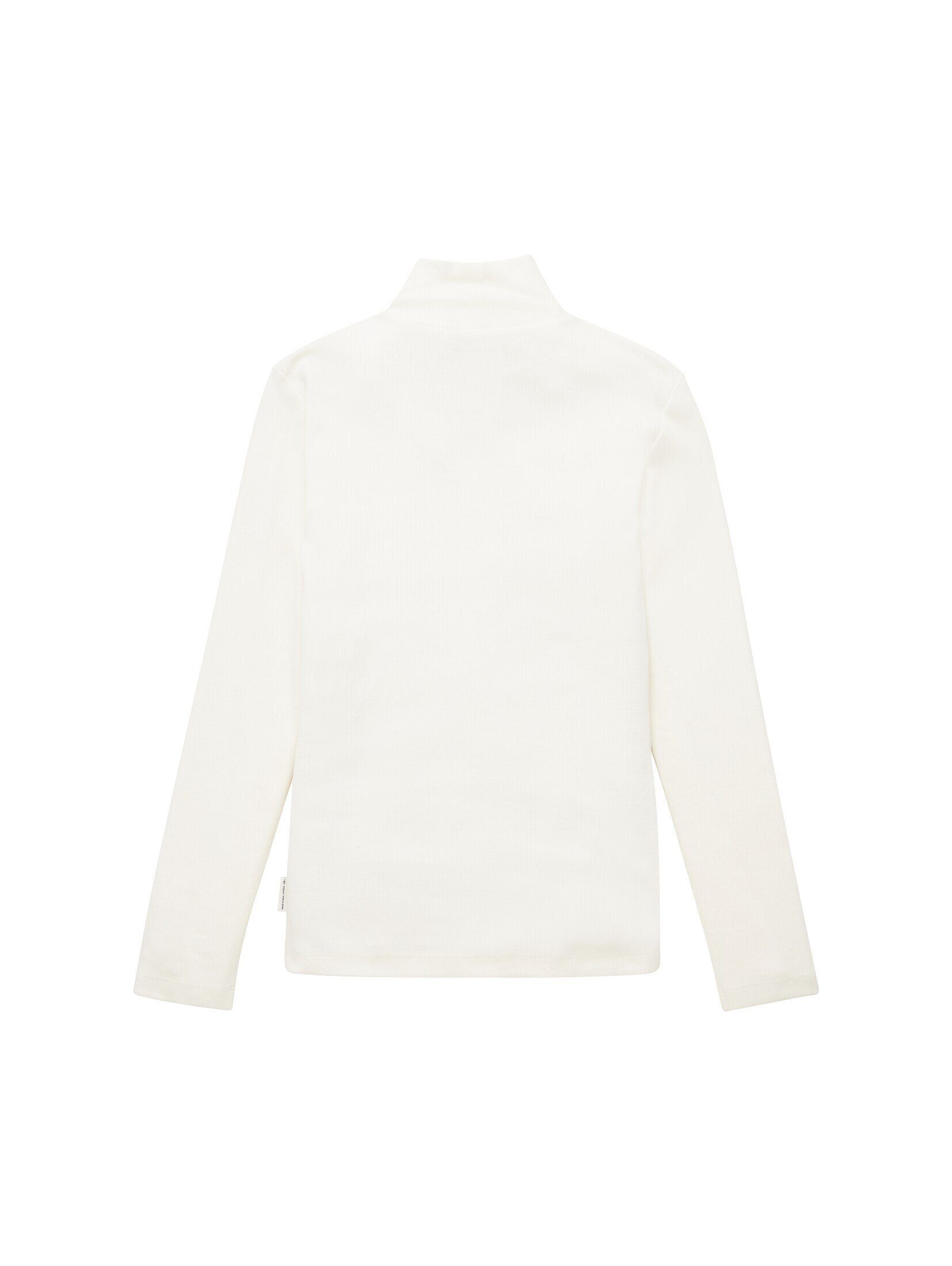 TOM TAILOR T-Shirt Langarmshirt mit Wool Bio-Baumwolle White