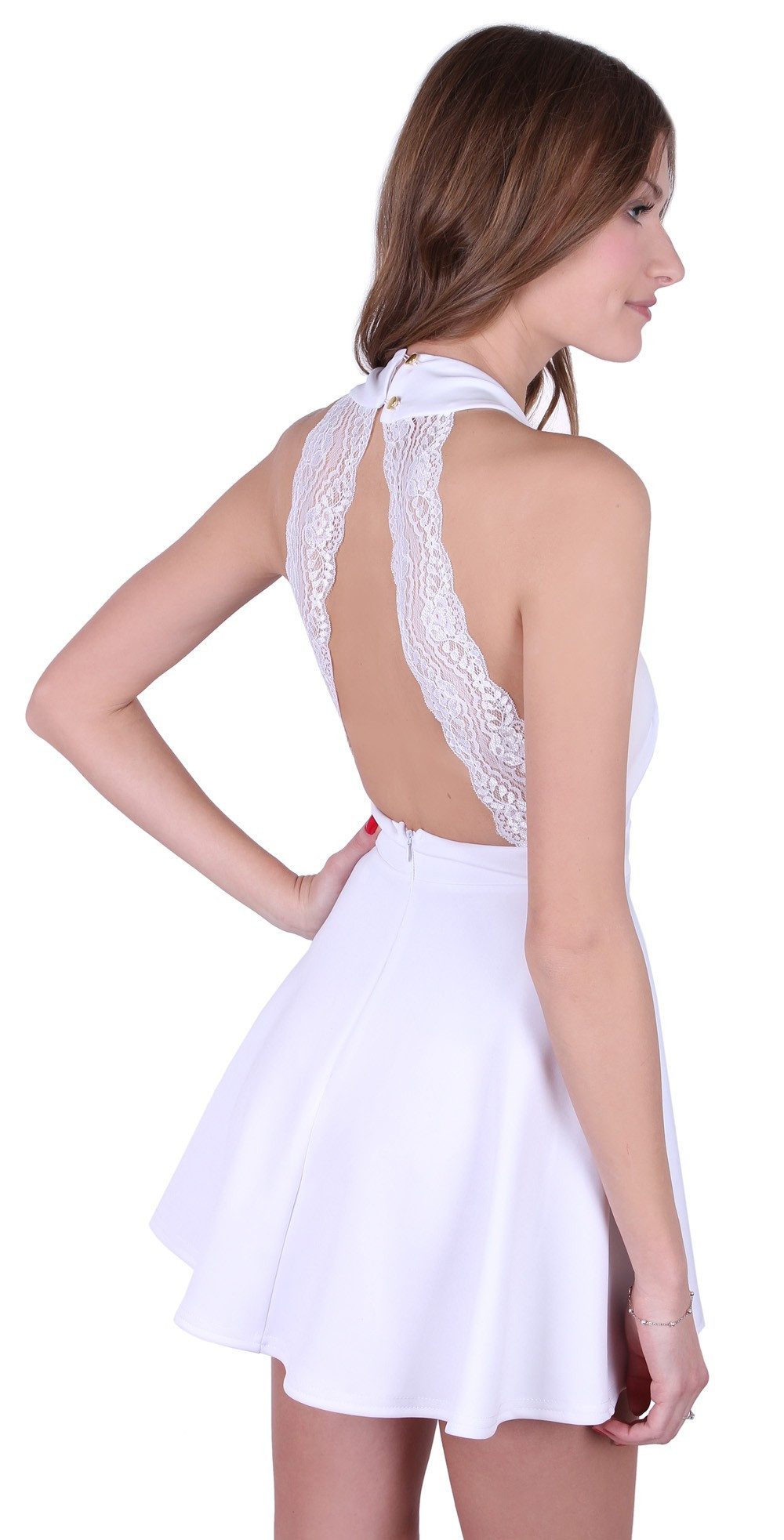 Sarcia.eu Minikleid Weißes Minikleid mit Spitzenelementen günstig online kaufen