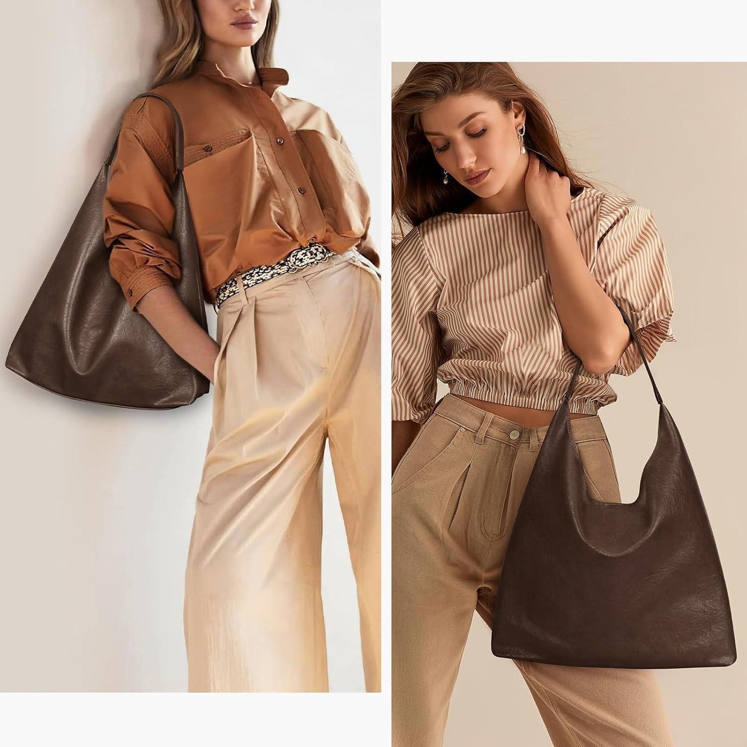 LuxusKollektion Hobo Slouchy Tote Bag Weiches Kunstleder Groß Hobo Schulter günstig online kaufen