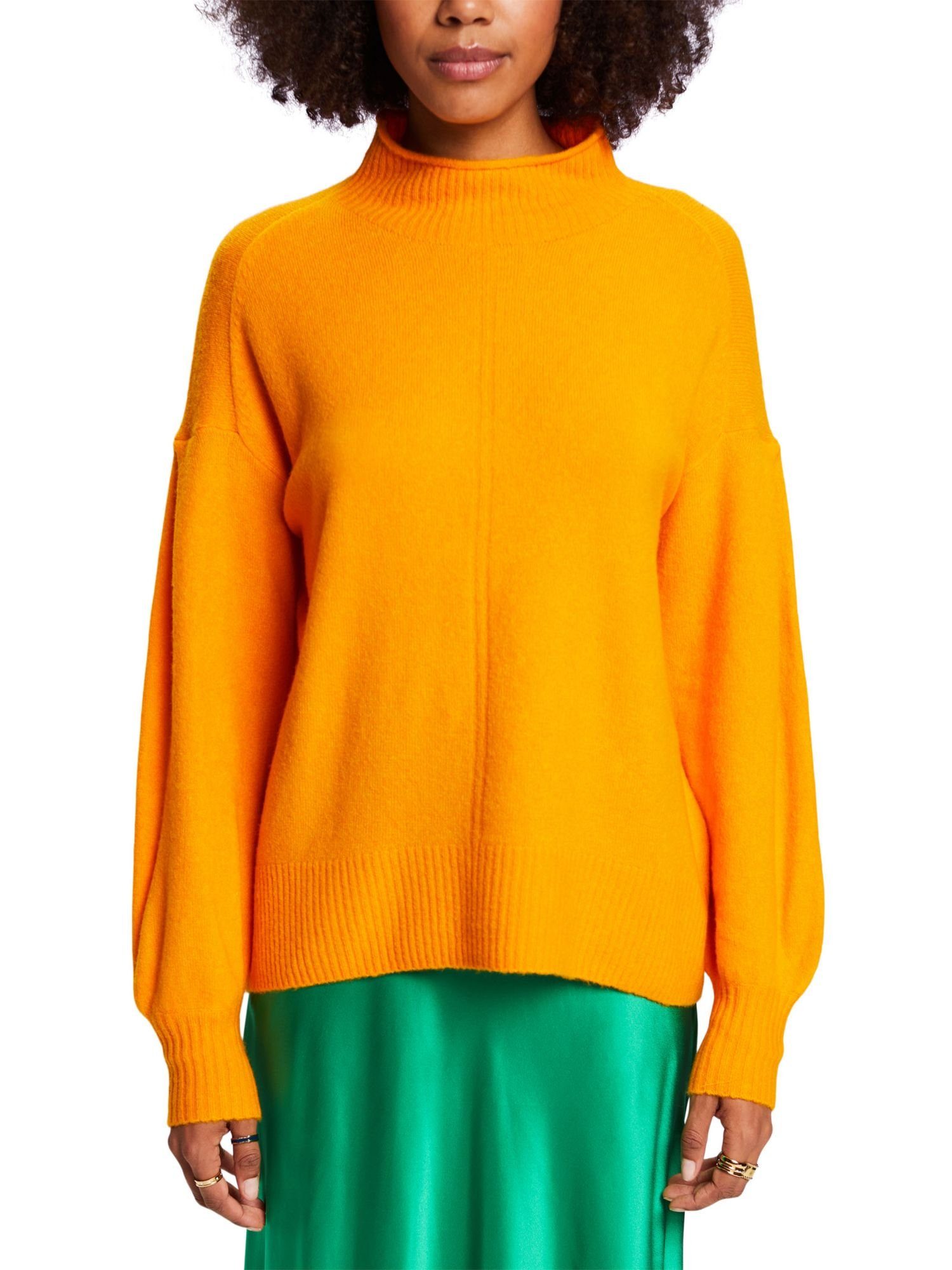 Stehkragen Esprit ORANGE Stehkragenpullover Pullover GOLDEN mit