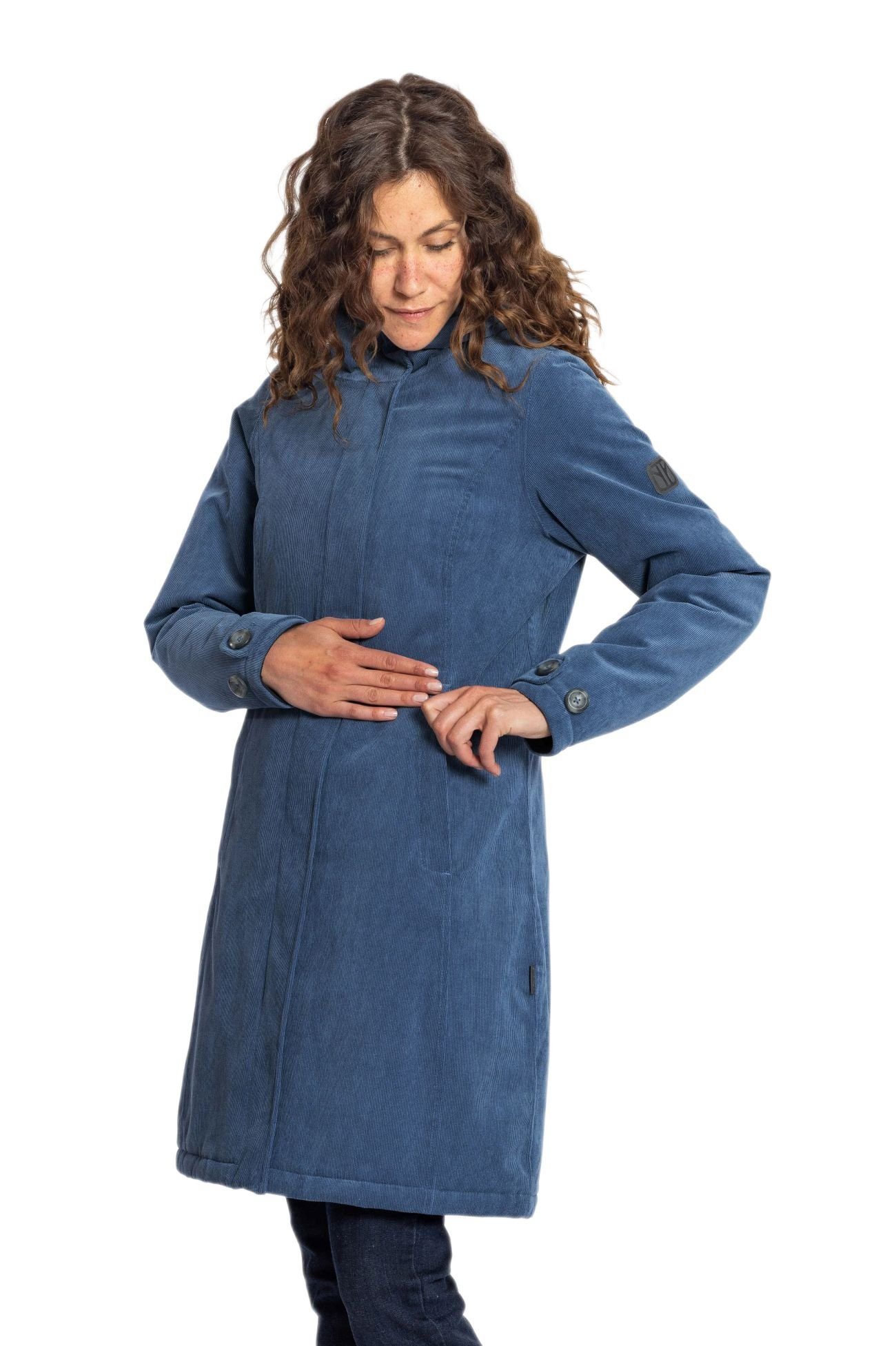 Elkline Wintermantel Glasgow Cord (winddicht, wasserdicht, warm) blau Damen