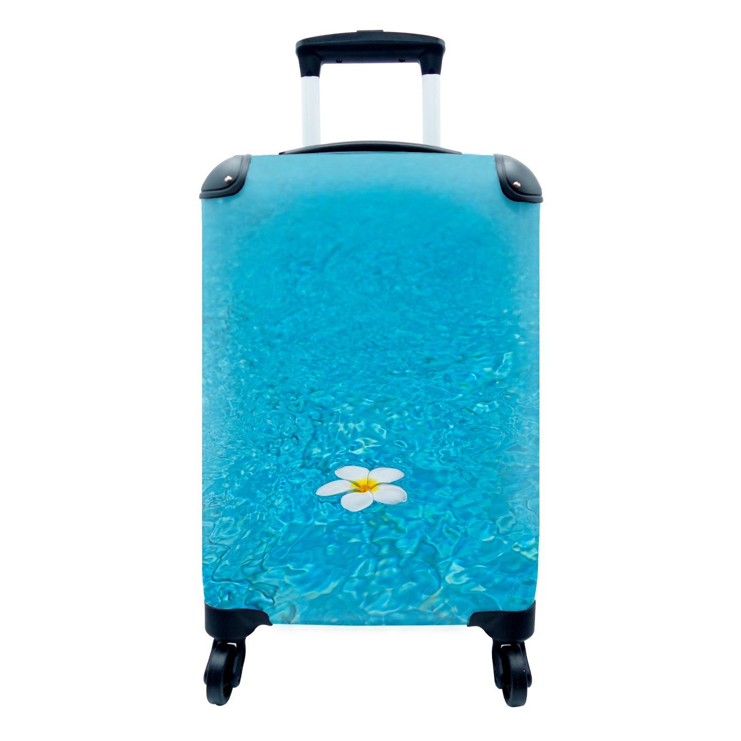 MuchoWow Handgepäckkoffer Plumeria-Blüte in einem hellblauen Pool, 4 Rollen, Reisetasche mit rollen, Handgepäck für Ferien, Trolley, Reisekoffer