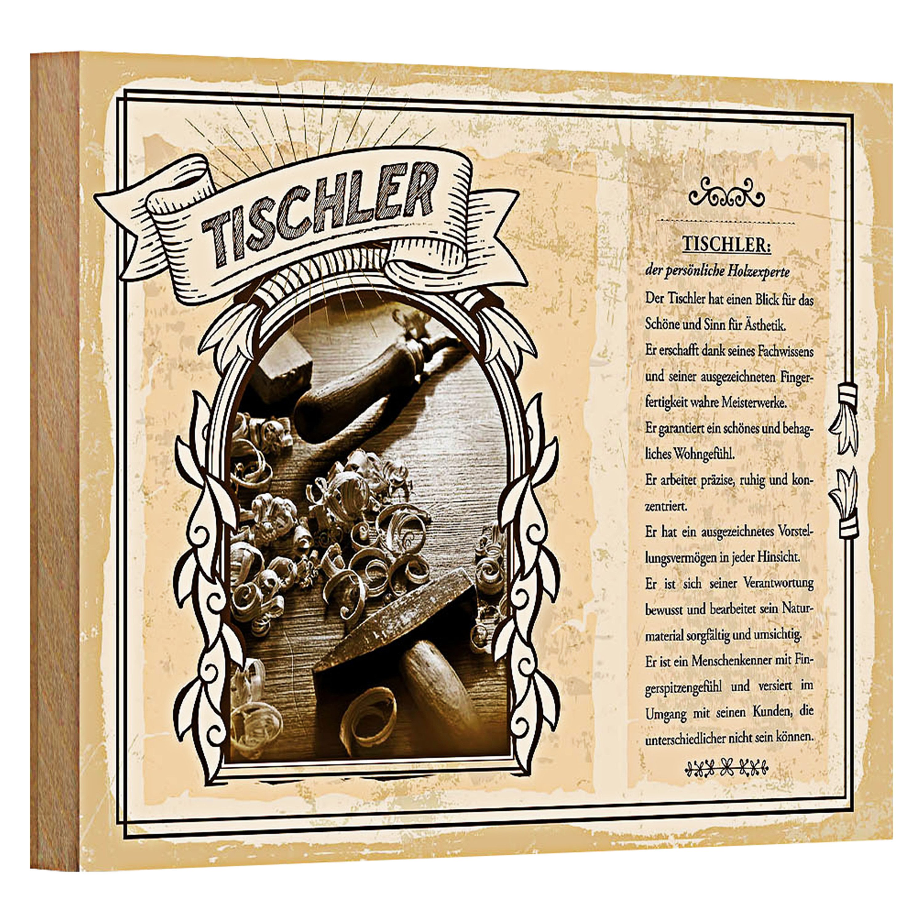 Roomando Holzbild Berufe Tischler Holzexpert Menschenkenner 18x12cm
