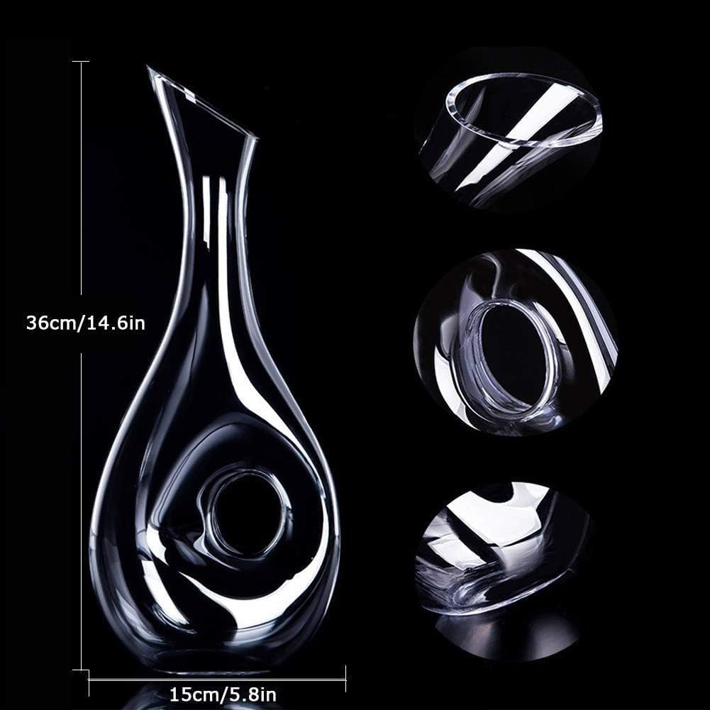 BOQO Dekovase Kristallglas 1200 ml Weindekanter mit Rotwein Belüftung (1 St., Einzelstück), Weindekanter aus Glas 1,2 L elegante Dekovase für Rotwein Genuss