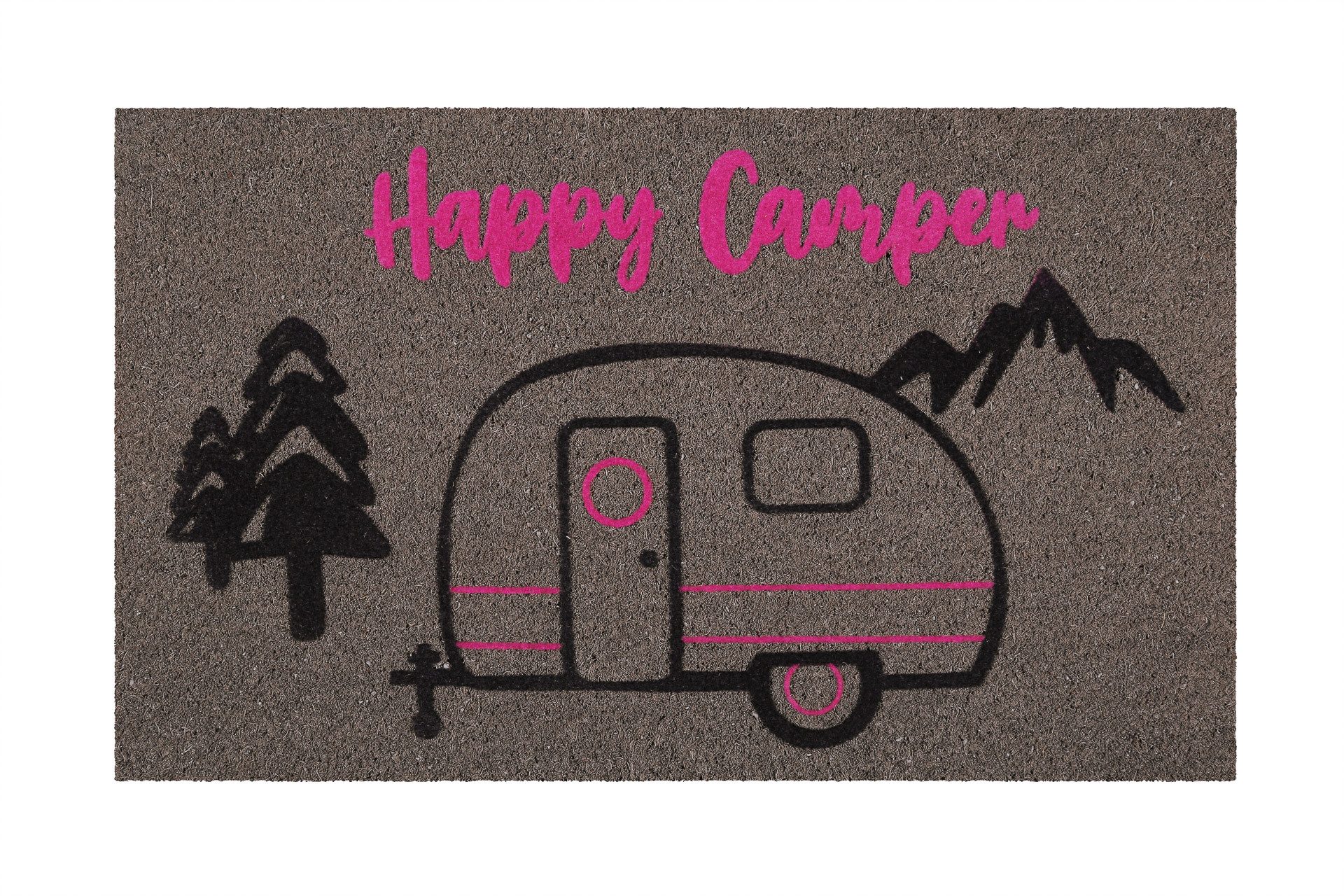 Wecon home Fußmatte Happy Camper, rechteckig, Höhe: 18 mm, rutschfest, robust, innen, Außenbereiche überdacht, schwer