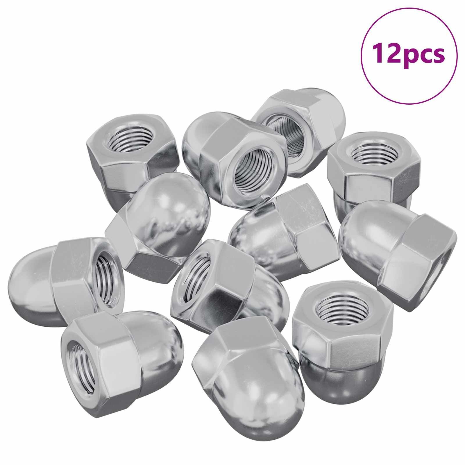 vidaXL Muttern Mutter 12 pcs Silber M6 x 10 mm Eisen, (12-St)
