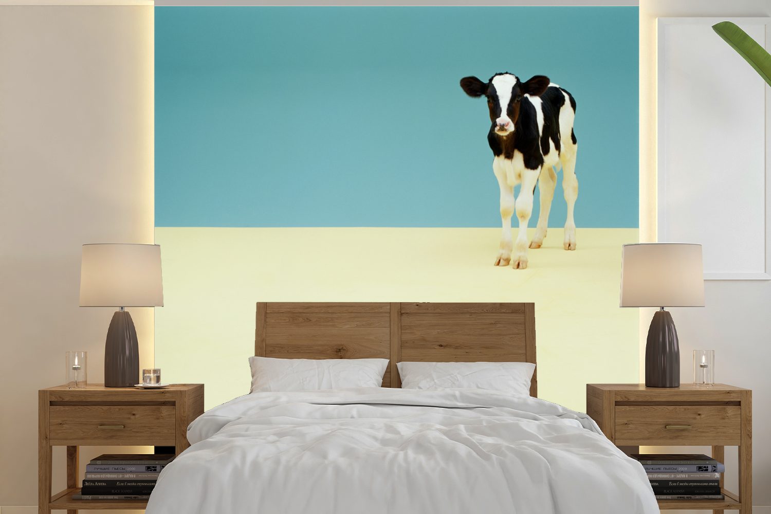 Tapete - St), Fototapete Kalb Friesland, (5 - oder MuchoWow für Wohnzimmer bedruckt, Vinyl Wandtapete Schlafzimmer, Kuh Matt,