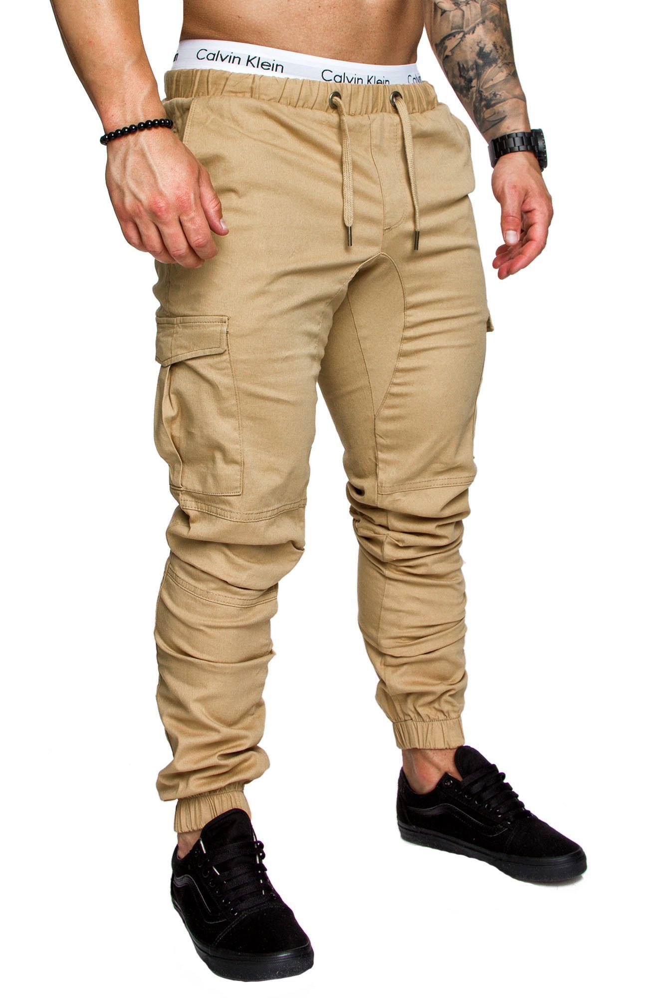 LOS Beige ANGELES Cargo Jogger-Chino Chinohose Amaci&Sons