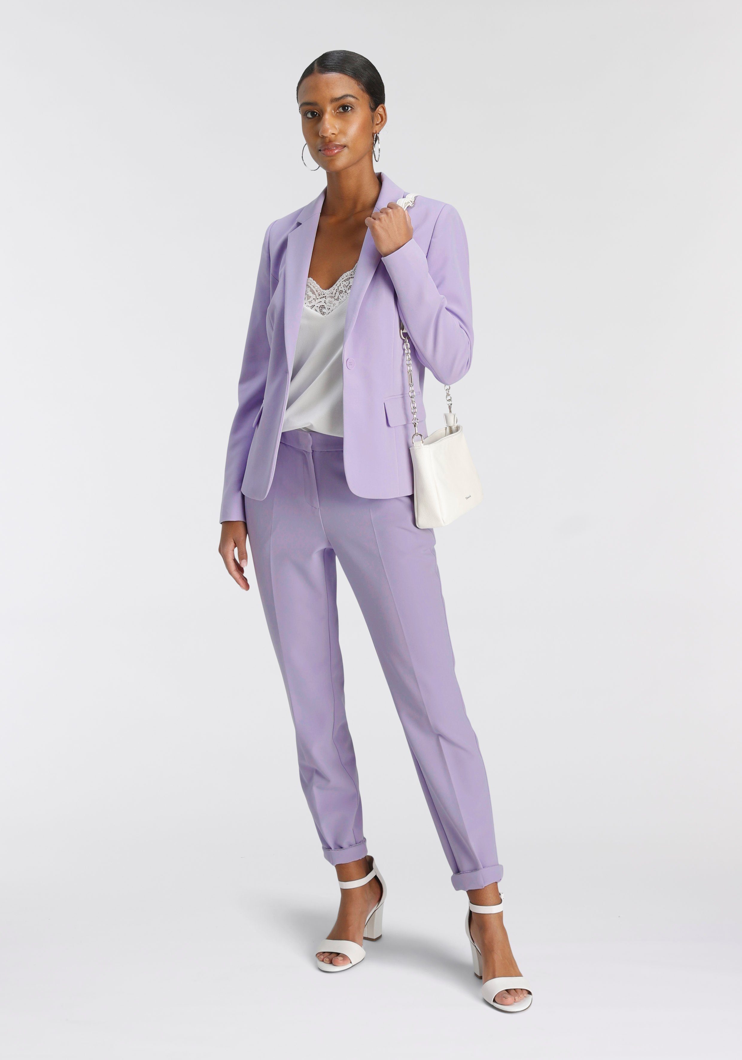 Tamaris Anzughose in flieder Material) (Hose aus nachhaltigem Trendfarben