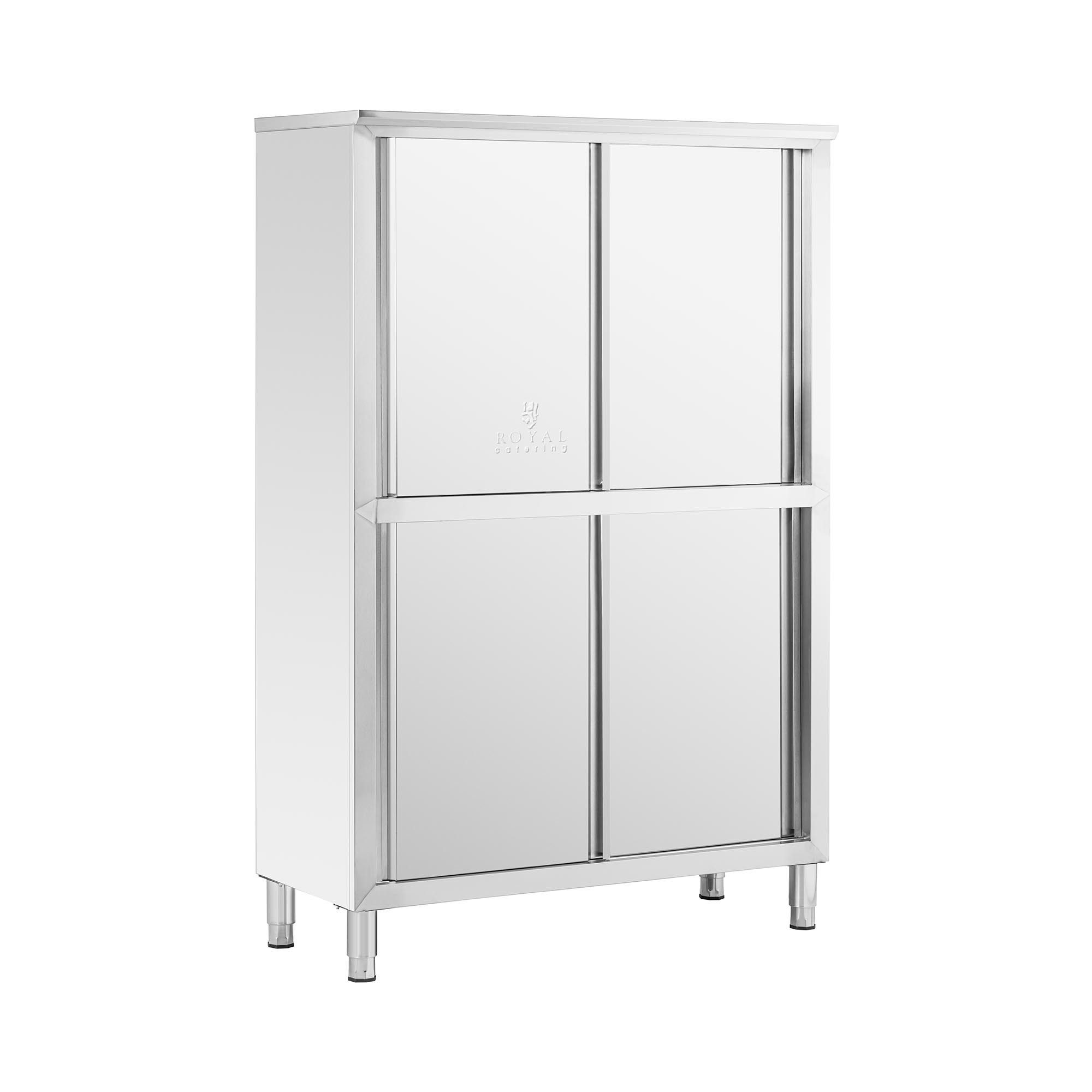 Royal Catering Vorratsschrank 117,8 x 50 x 180,5 cm Küchenschrank Edelstahl Gastro Schiebetüren