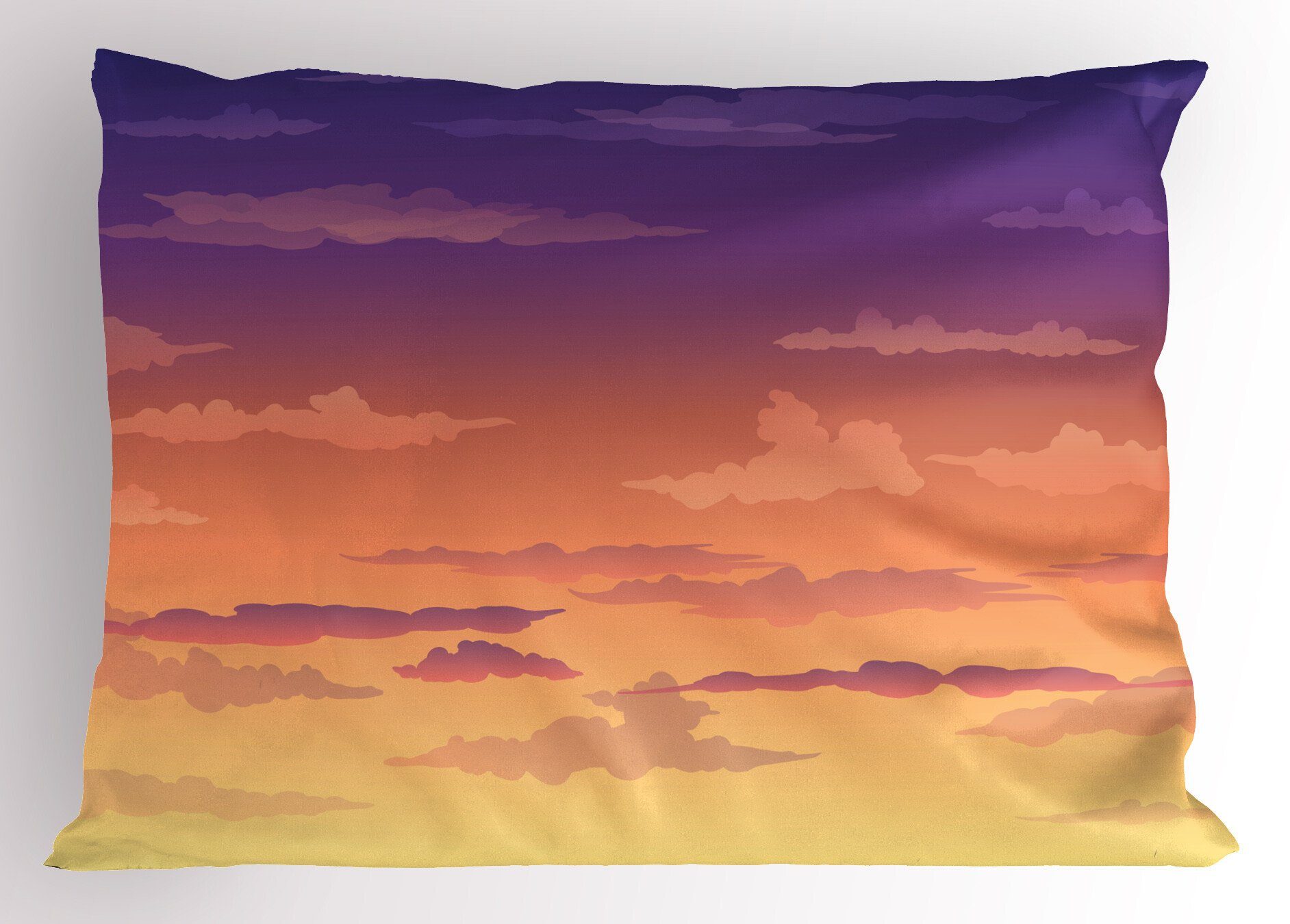 (1 Gedruckter Kissenbezug, Sonnenuntergang Kissenbezüge Abakuhaus Natürliche Standard Bunte King Size Dekorativer Stück), Farbe Reiner