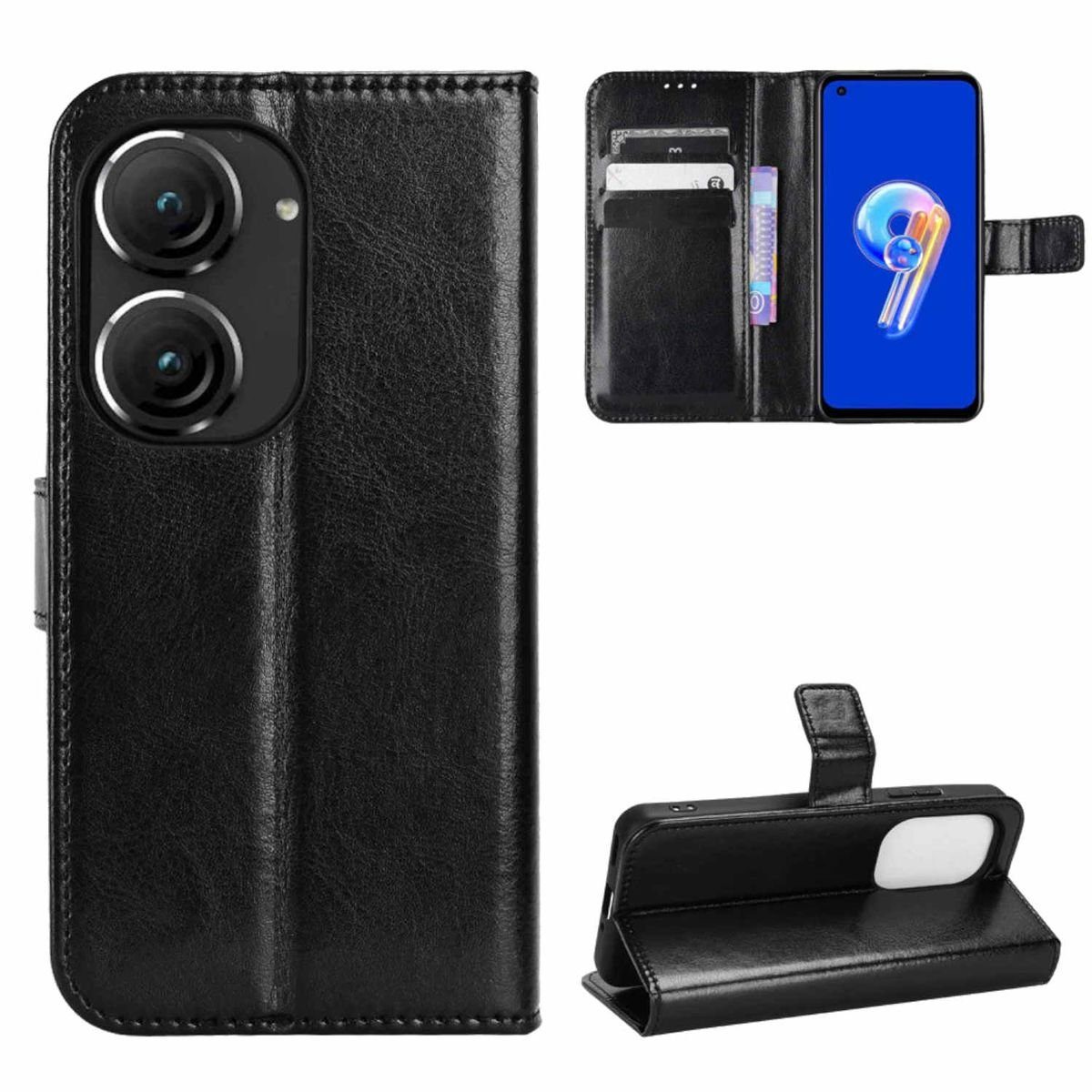 Wigento Handyhülle Für ASUS Zenfone 10 / 9 Handy Tasche Wallet Premium Schutz Hülle Cover