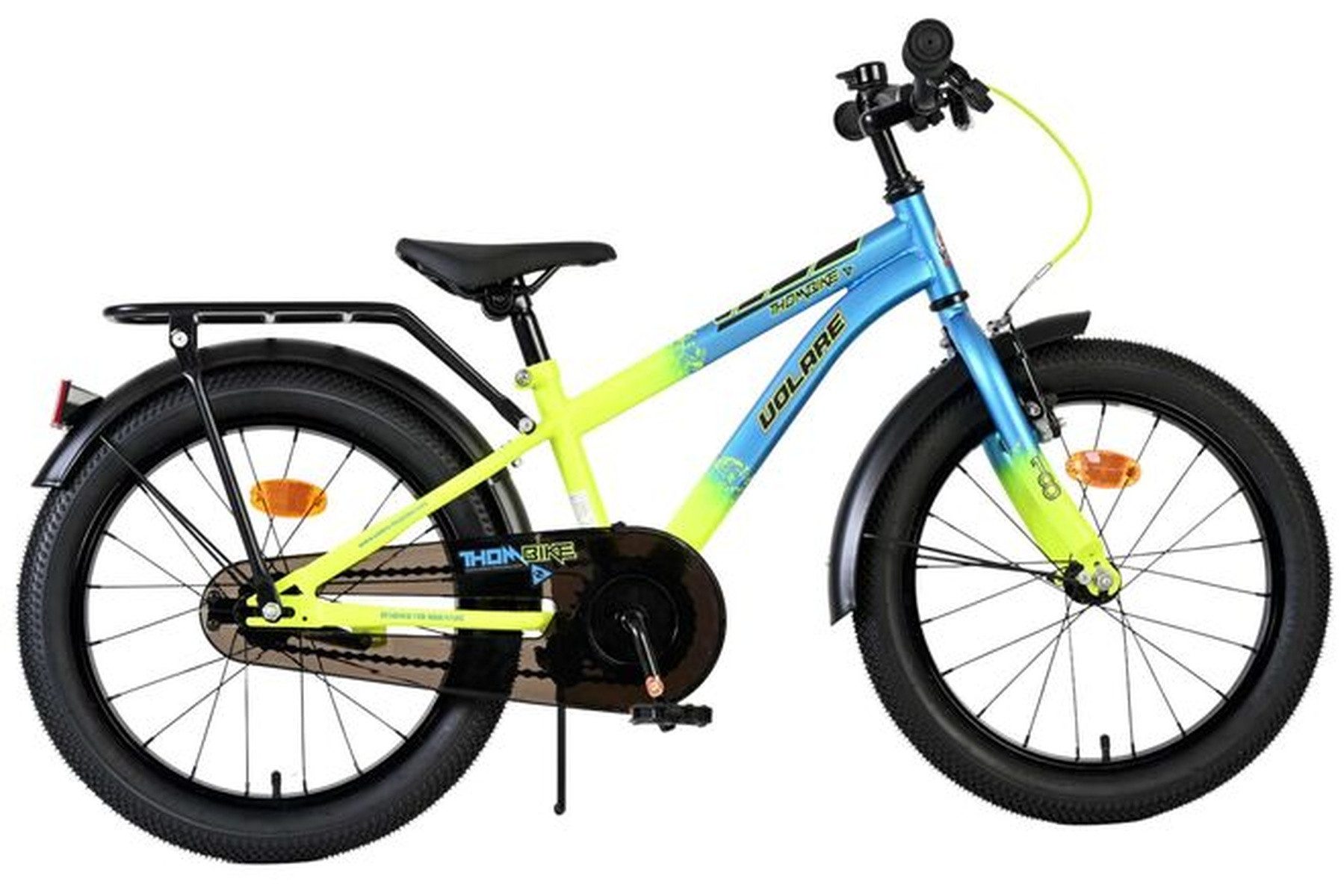 Volare Kinderfahrrad Thombike Jungs 18 Zoll Blau/Grau - Stützräder, Rücktritt- & Handbremse, Abnehmbare Stützräder, Sattelhöhe 51,5–66 cm, Alter 4–7 Jahre