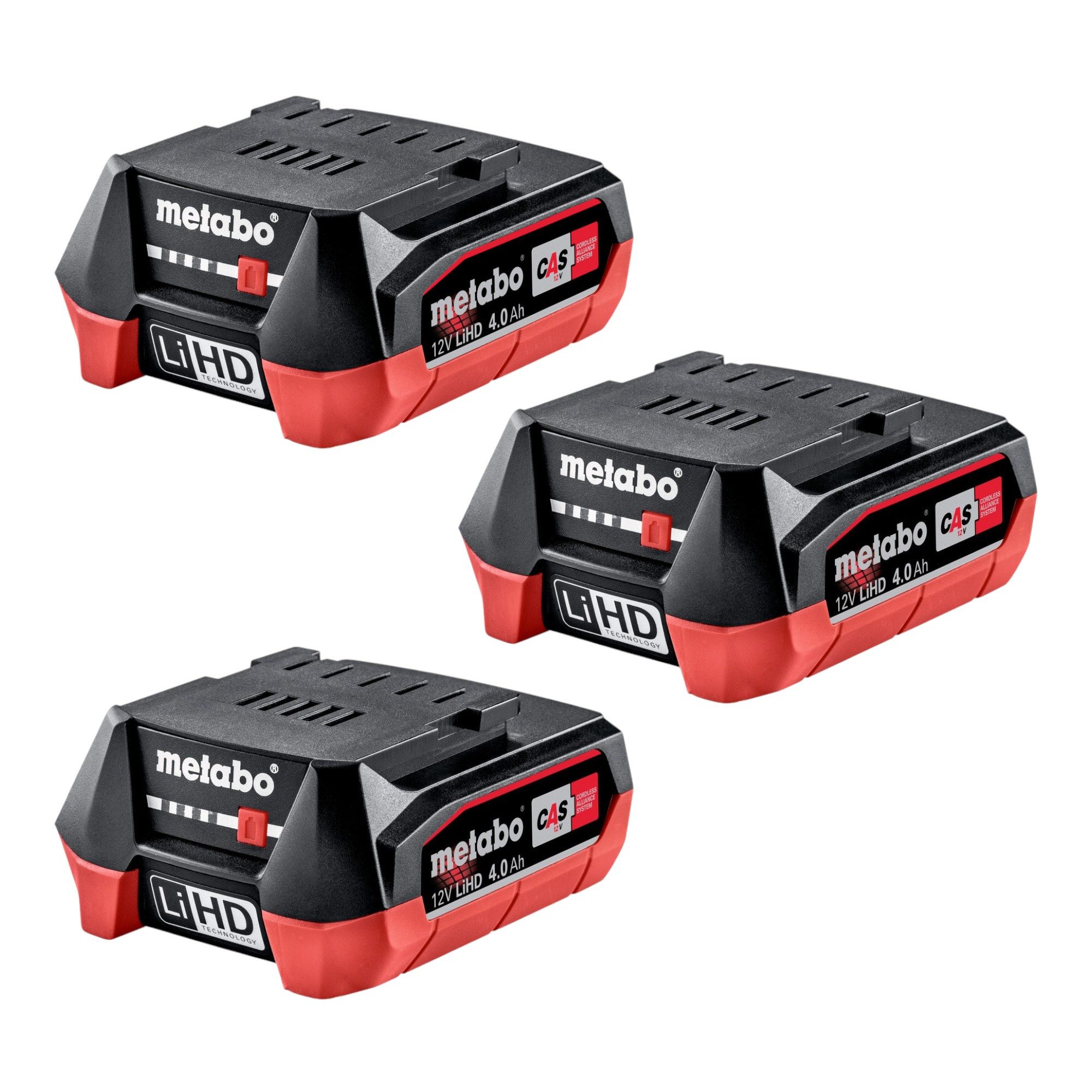 metabo Akku Set 3x LiHD Akkupack 12 V 4,0 Ah / 4000 mAh Li-Ion Akkupacks