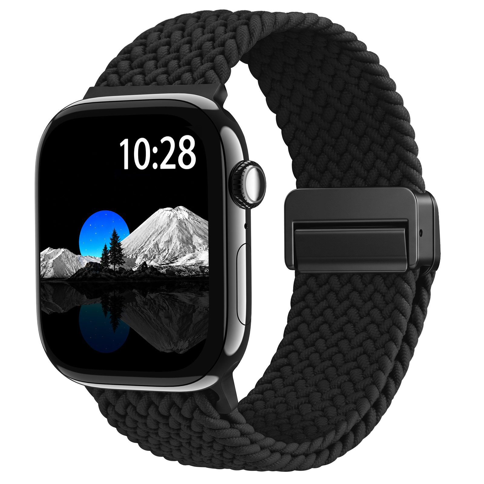 Fintie Smartwatch-Armband Geflochten Armband für Apple Watch 12 11 10 9 8 7 6 5 4 3 2 1 SE 3/2/1, Damen Herren Elastisches Nylonband für Apple Watch 40mm 41mm 42mm 38mm