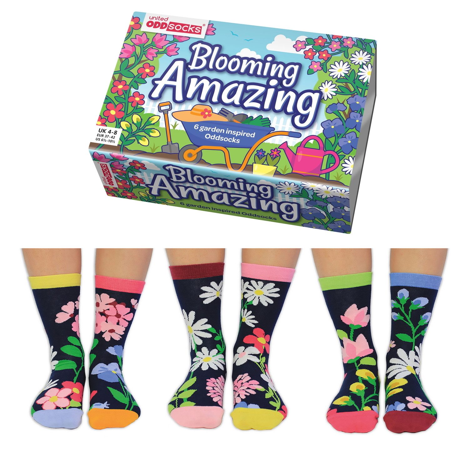 United Oddsocks Freizeitsocken Blumen im Garten Oddsocks Socken in 37-42 im 6er Set