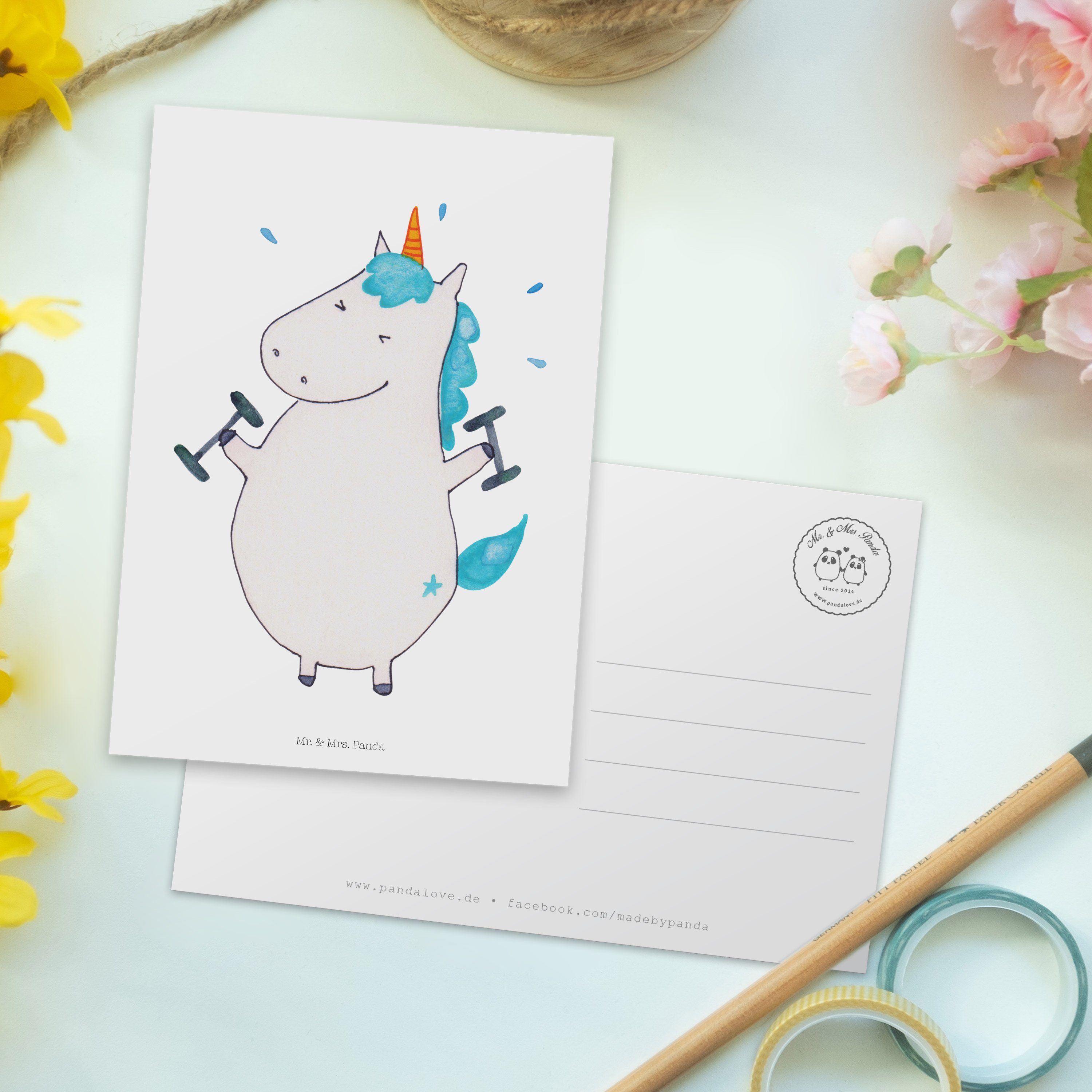Mr. & Mrs. Panda Einladung, Grußkarte, - Diät, Fitness Weiß Postkarte Geschenk, - Einhorn Pegasu