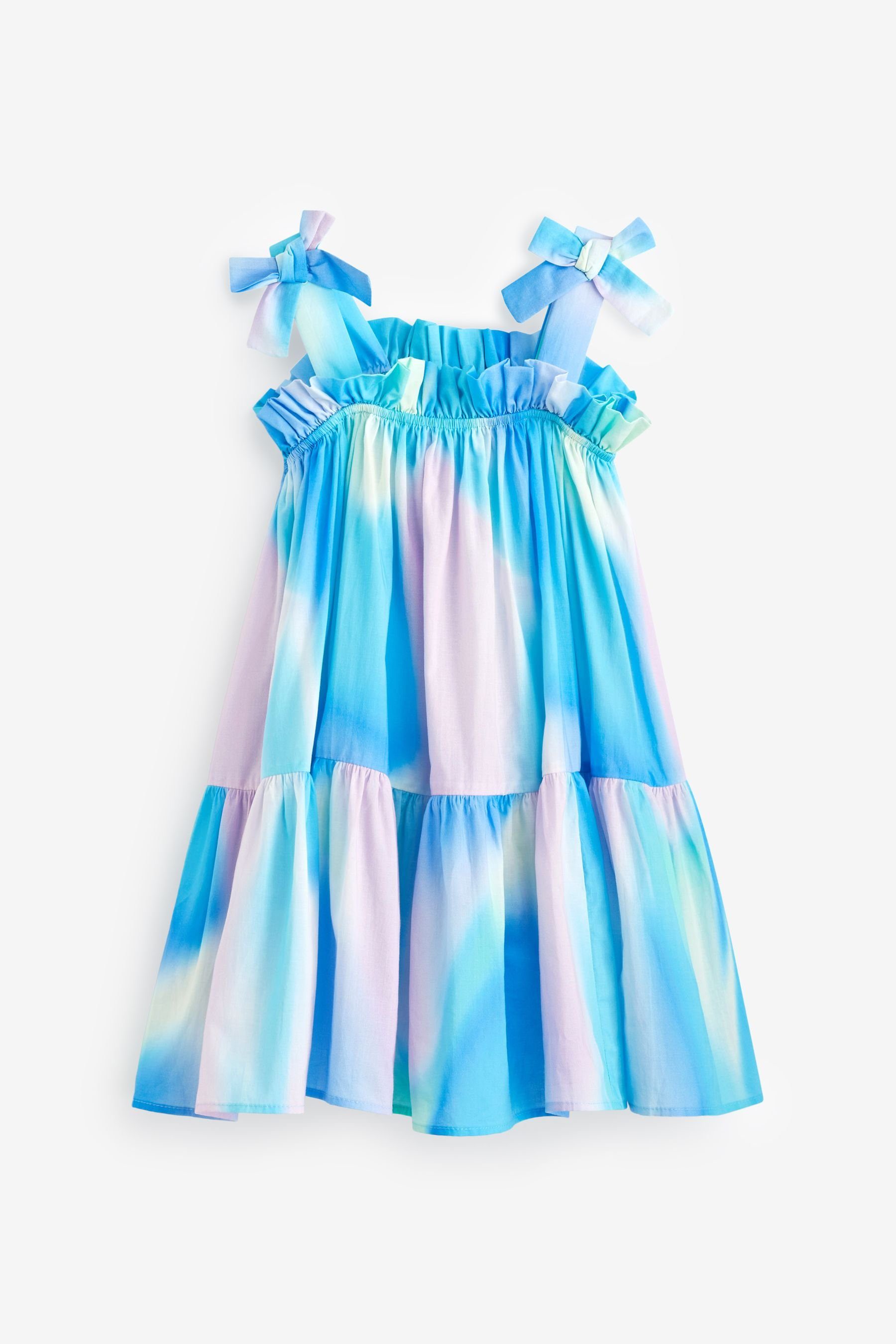 Next Sommerkleid Kleid mit gebundenen Trägern (1-tlg) Blue/Pink Tie-Dye