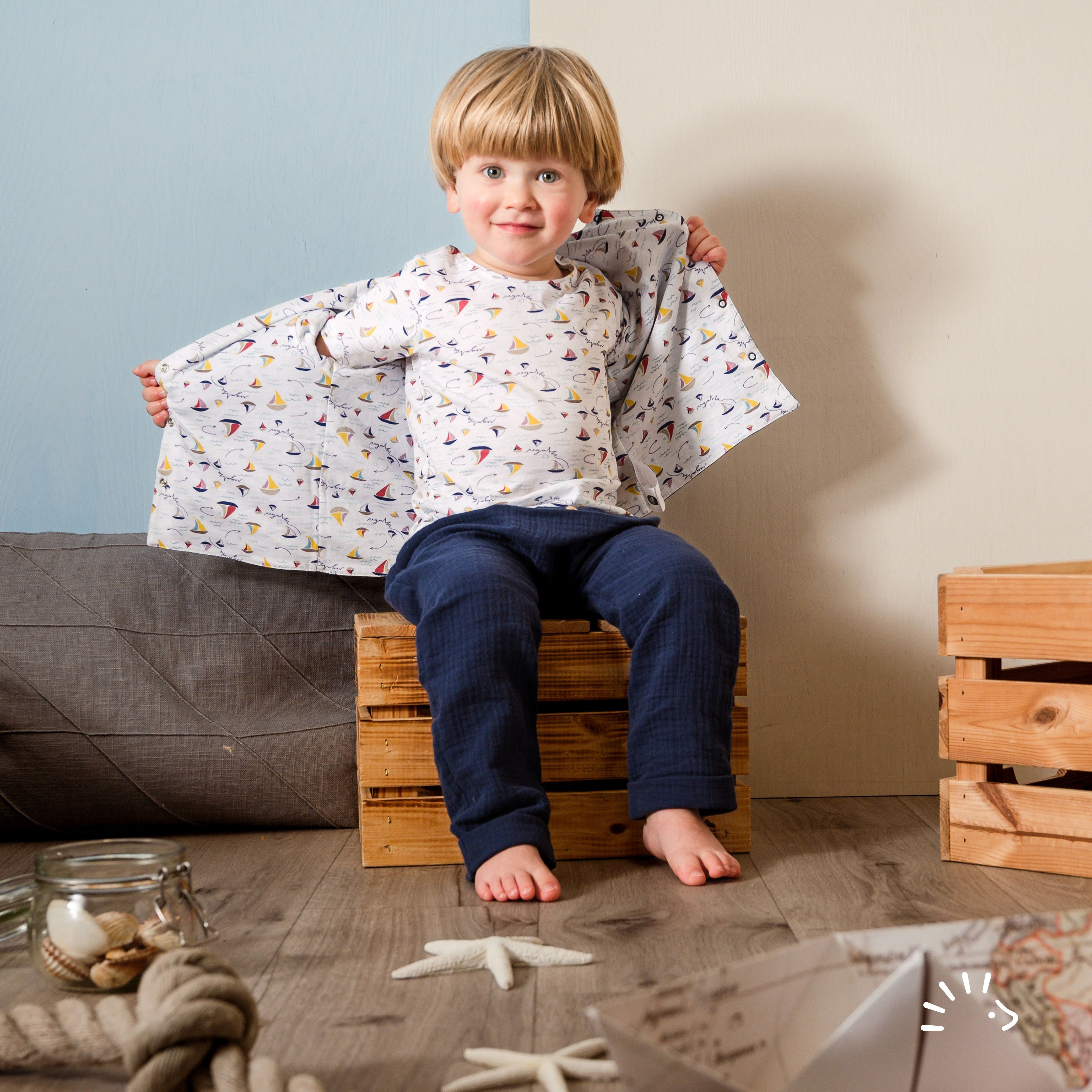 Popolini Chinos iobio Musselin Babyhose lang für heiße Tage