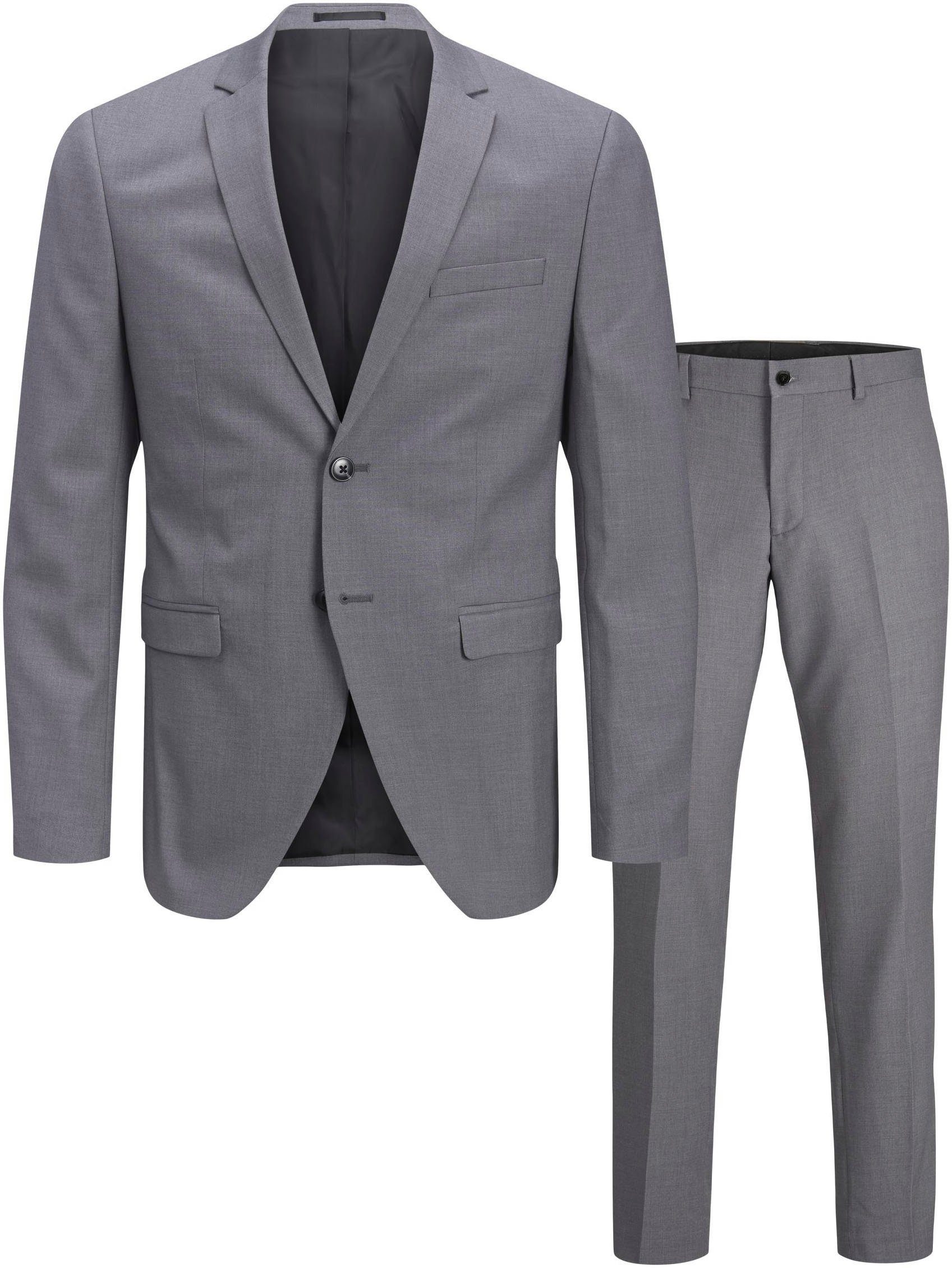 Jack & Jones Anzug JPRFRANCO Extra schmal, pflegeleicht, stilvoll mit fallendem Revers Materialmix aus Polyester, Viskose und Elasthan