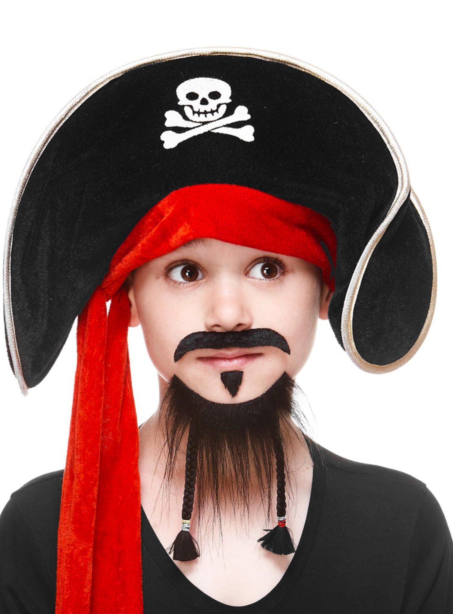 Metamorph Piraten-Kostüm Sparrow Bart, Hochwertiger und zertifizierter Kunstbart für Kinder