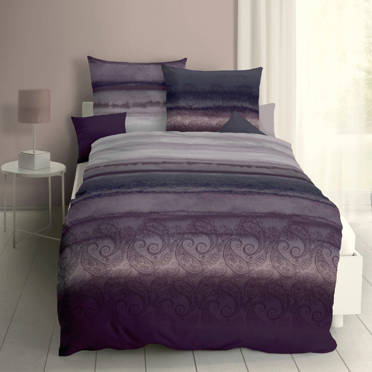 Kaeppel Bettwäsche Jersey Mara in 155x220 + 80x80 cm 21235 aubergine lila P günstig online kaufen