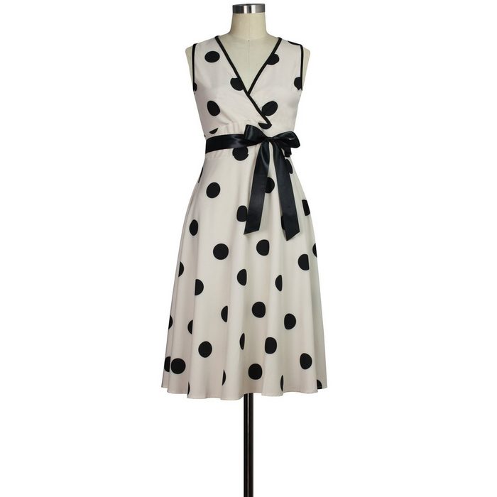 Chic Star Partykleid Leichtes Kleid mit Polka Dots in creme