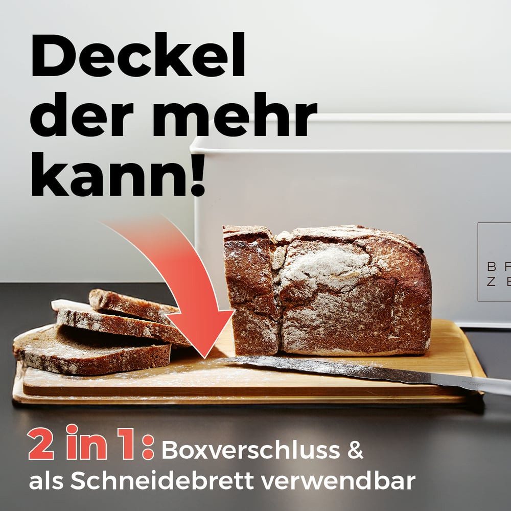 Lumaland Brotkasten Cuisine Brotkasten, Bambus/Metall, Brotkasten aus Metall mit Bambus Deckel