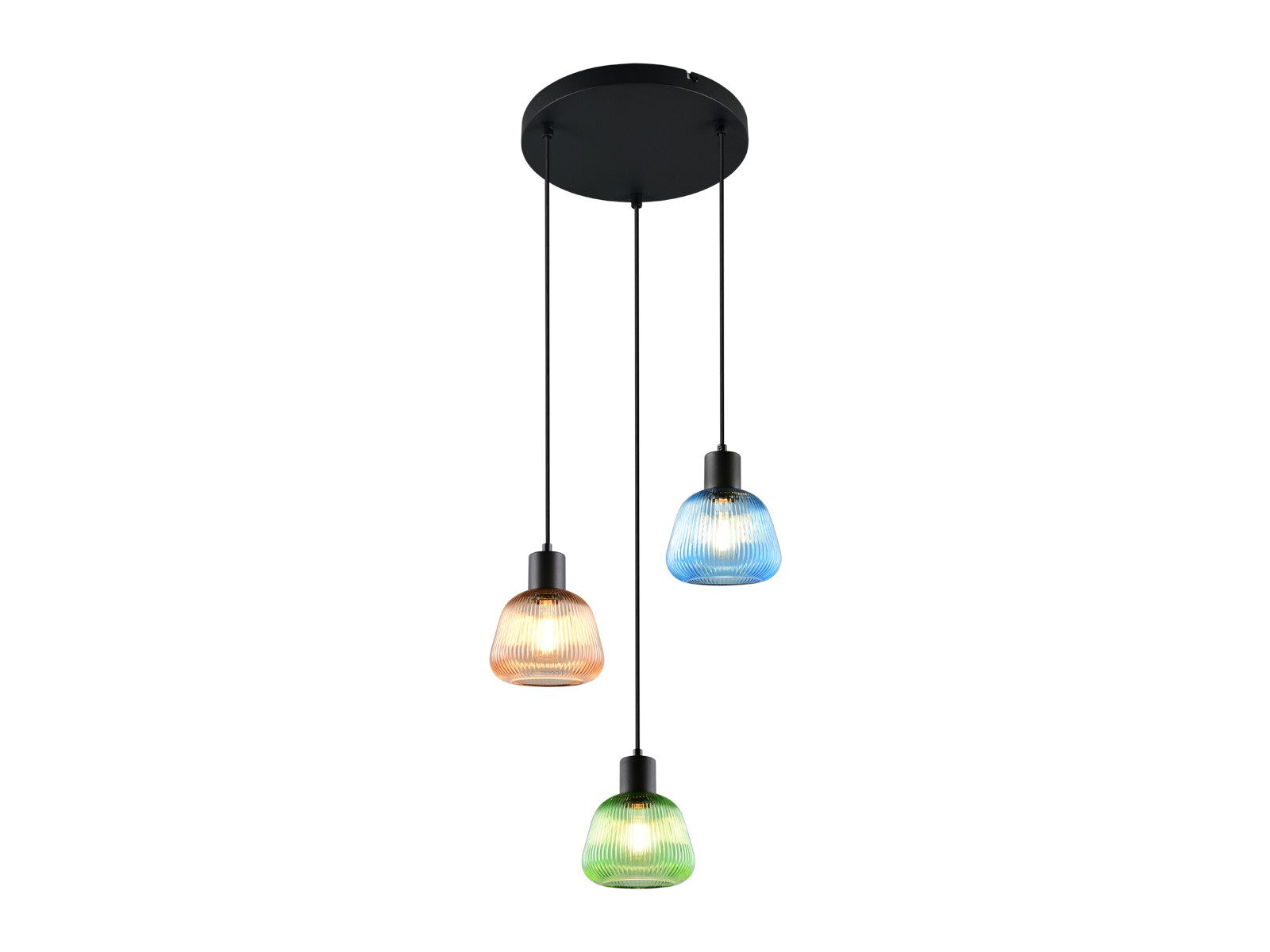 meineWunschleuchte Pendelleuchte, ohne Leuchtmittel, Cluster mit 3 Glas Lampenschirmen Esstisch & Couchtisch hängend Ø 37cm