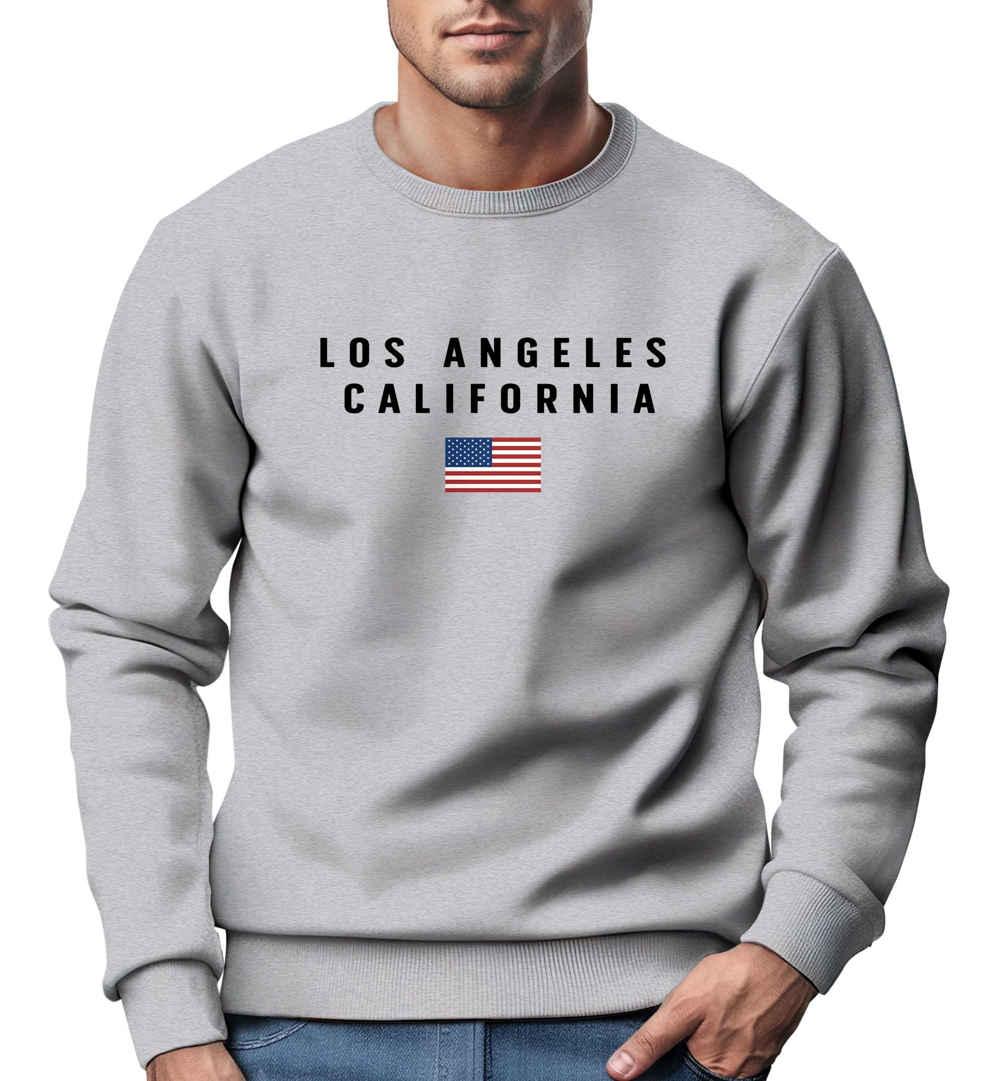 Neverless Sweatshirt Sweatshirt Herren Bedruckt Schriftzug California Los A günstig online kaufen