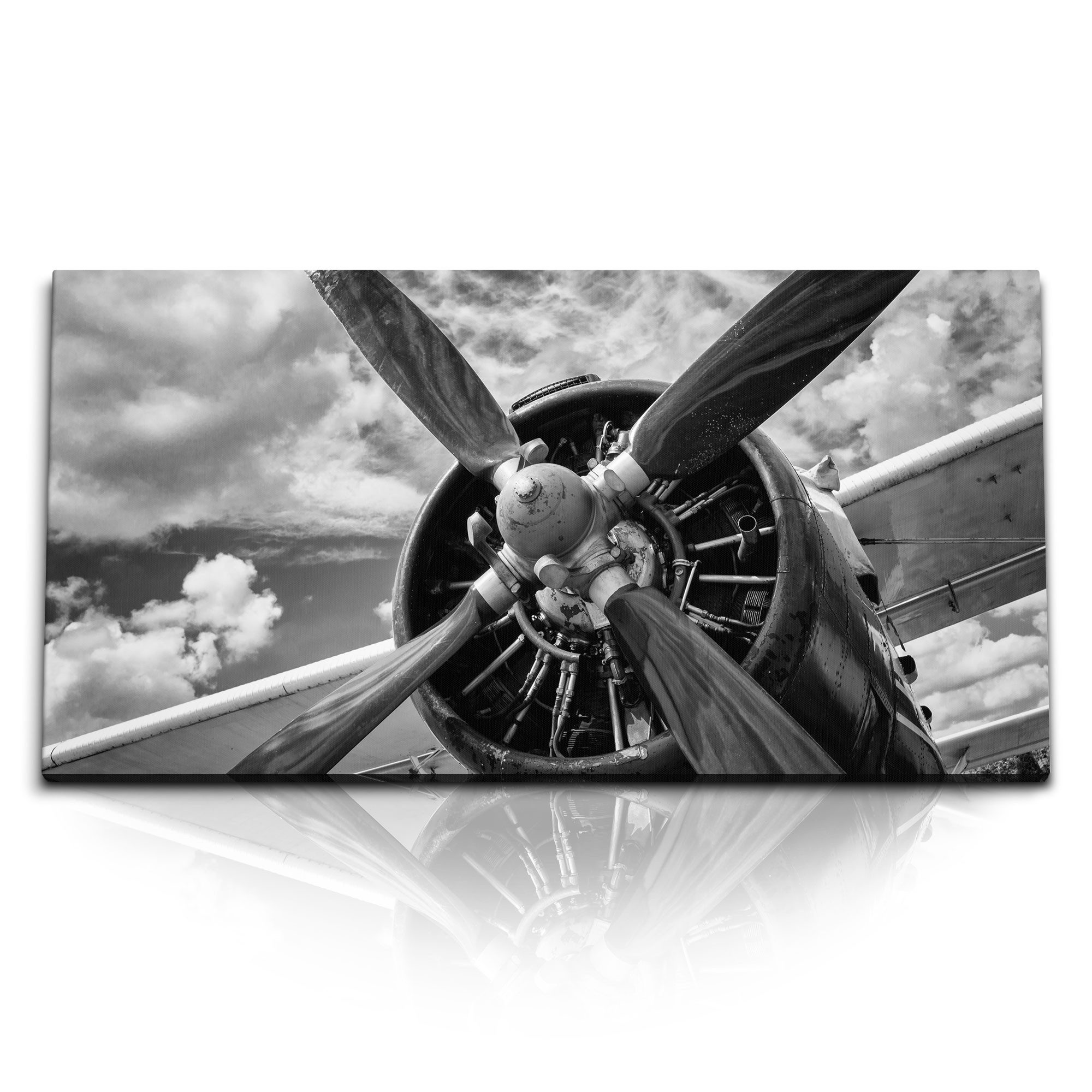 Leinwandbild Kunstdruck Bilder 120x60cm Altes Flugzeug Propeller Propellermaschine