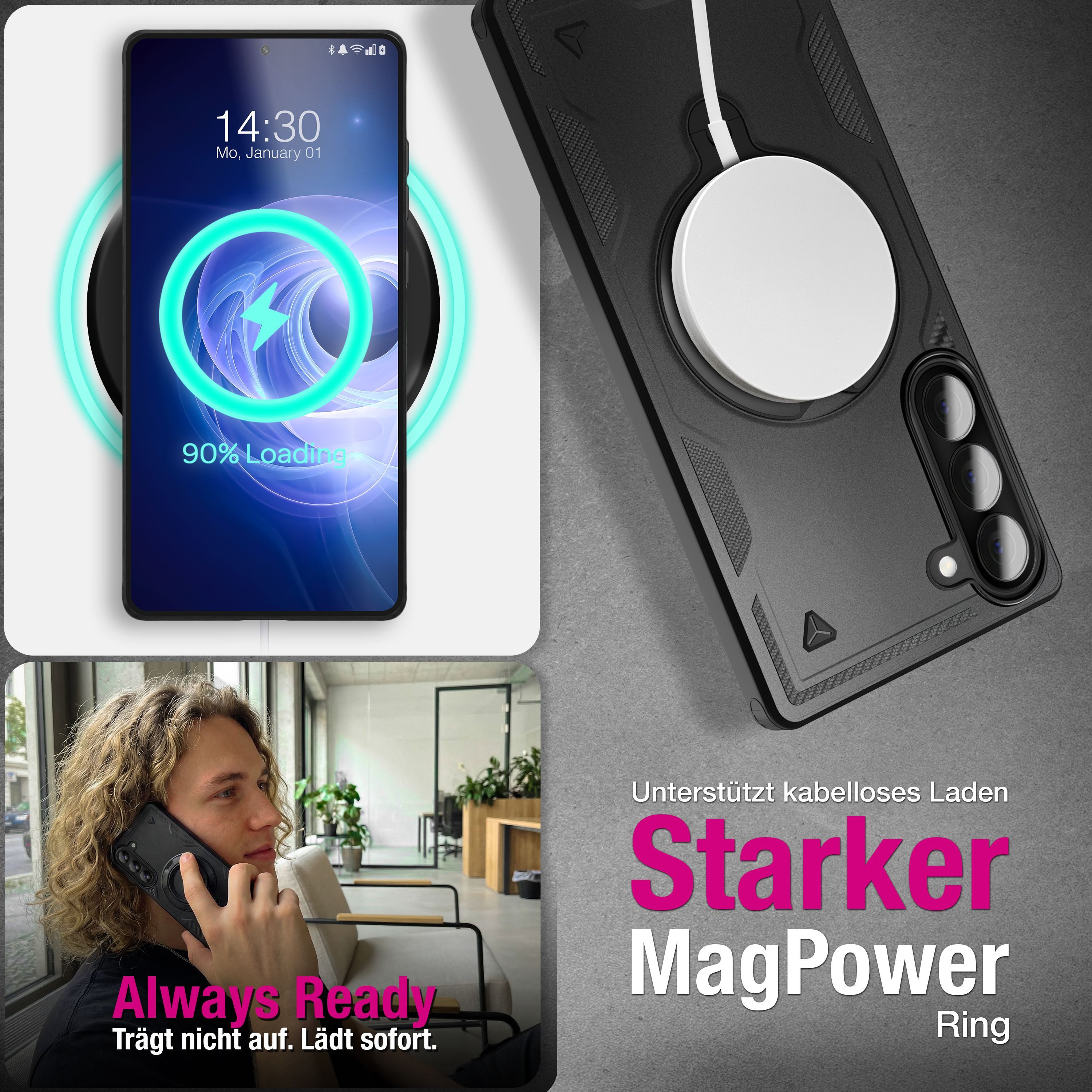 Nalia Smartphone-Hülle Samsung Galaxy A57, STORMGUARD Case - MagSafe kompatibel, Militär-Fallschutz & 360° Ring